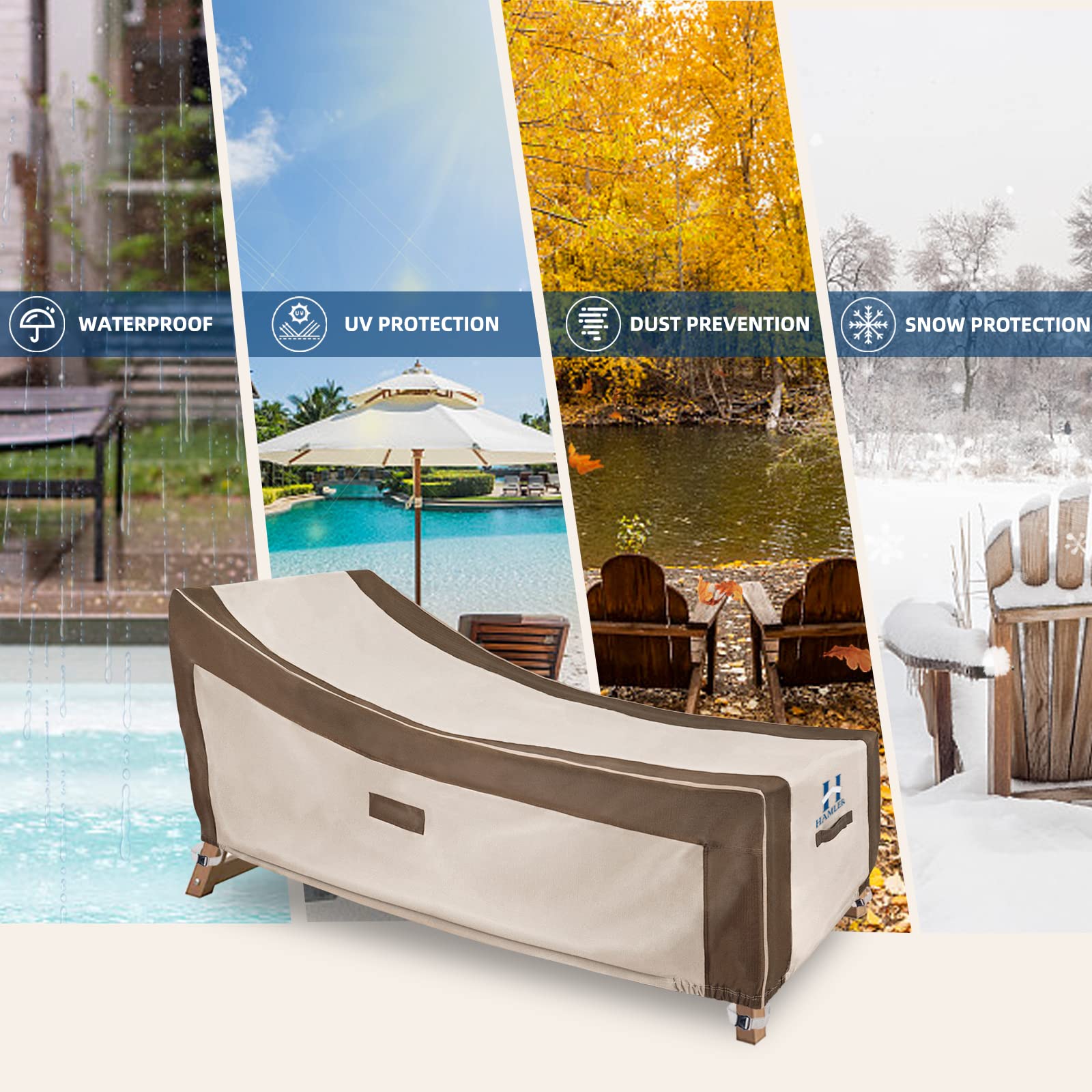 Premium Waterproof Outdoor Chaise Lounge Covers 2-Pack - Heavy Duty Furniture Protector for Patio, Fits 86