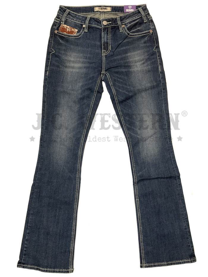 Vintage Dark Wash Women's Cowhide Bootcut Jeans - Mid Rise Rock & Roll Denim for Casual Wear & Night Out