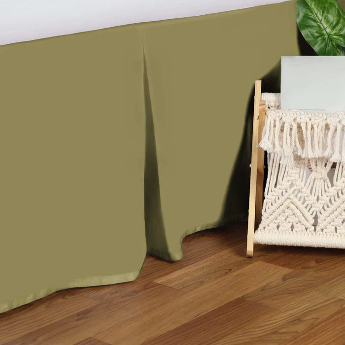 Premium Egyptian Cotton 300 Thread Count Solid Bed Skirt - Queen Size, Fitted Dust Ruffle for Luxury Bedding - Perfect for Master Bedrooms & Guest Rooms