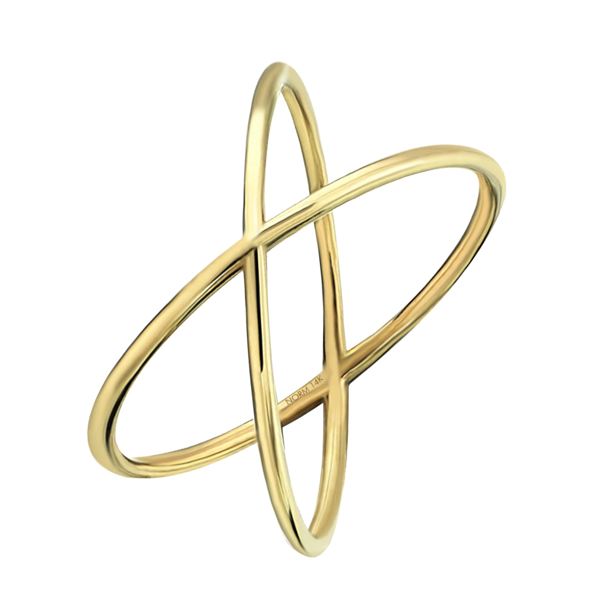 14K Solid Gold X Ring - Minimalist Criss Cross Statement Ring for Women | Elegant Crossover Design, Dainty Plain X Ring, Perfect Gift for Her | Ideal for Everyday Wear, Date Nights & Special Occasions