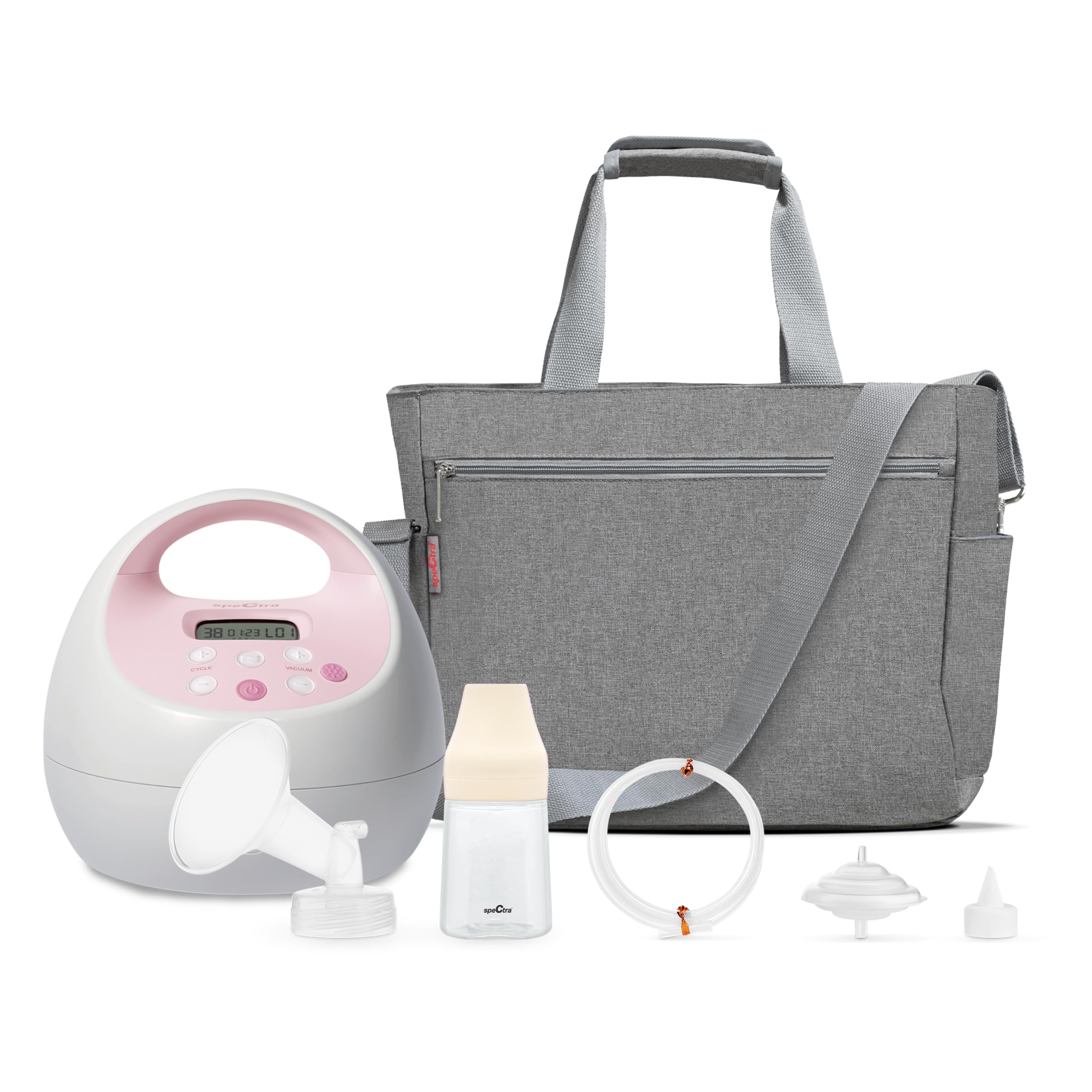 Spectra S2 Plus Premier Electric Breast Pump with 28mm Flange - Hospital-Grade Double Breast Pump with Grey Tote & Premium Accessory Kit - Perfect for Working Moms & Nighttime Feeding
