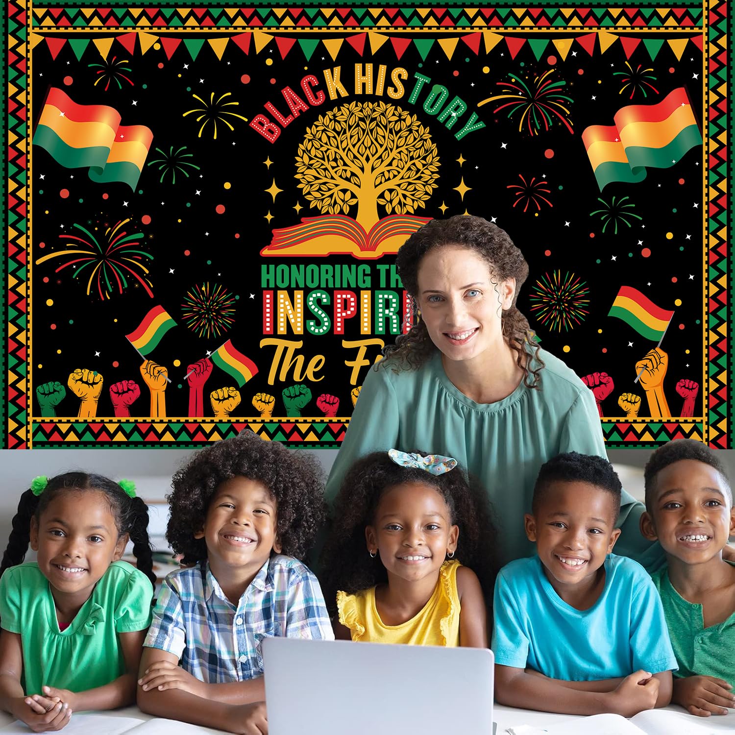 Black History Month Decor - African American Backdrop Banner for Classrooms & Events