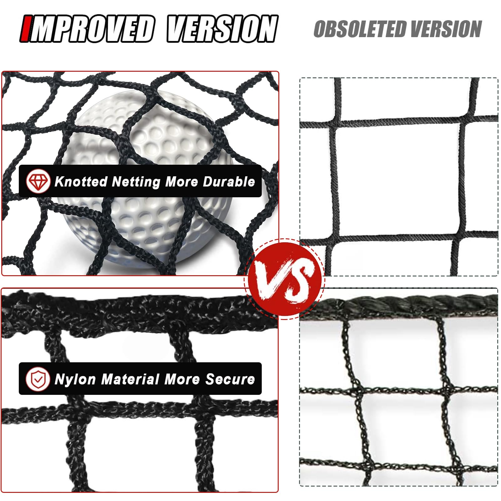 **Heavy Duty Golf Practice Net - Sports Barrier Netting for Golf, Baseball, Hockey & Soccer - DIY Ball Training Net for Backyard & Indoor Use**