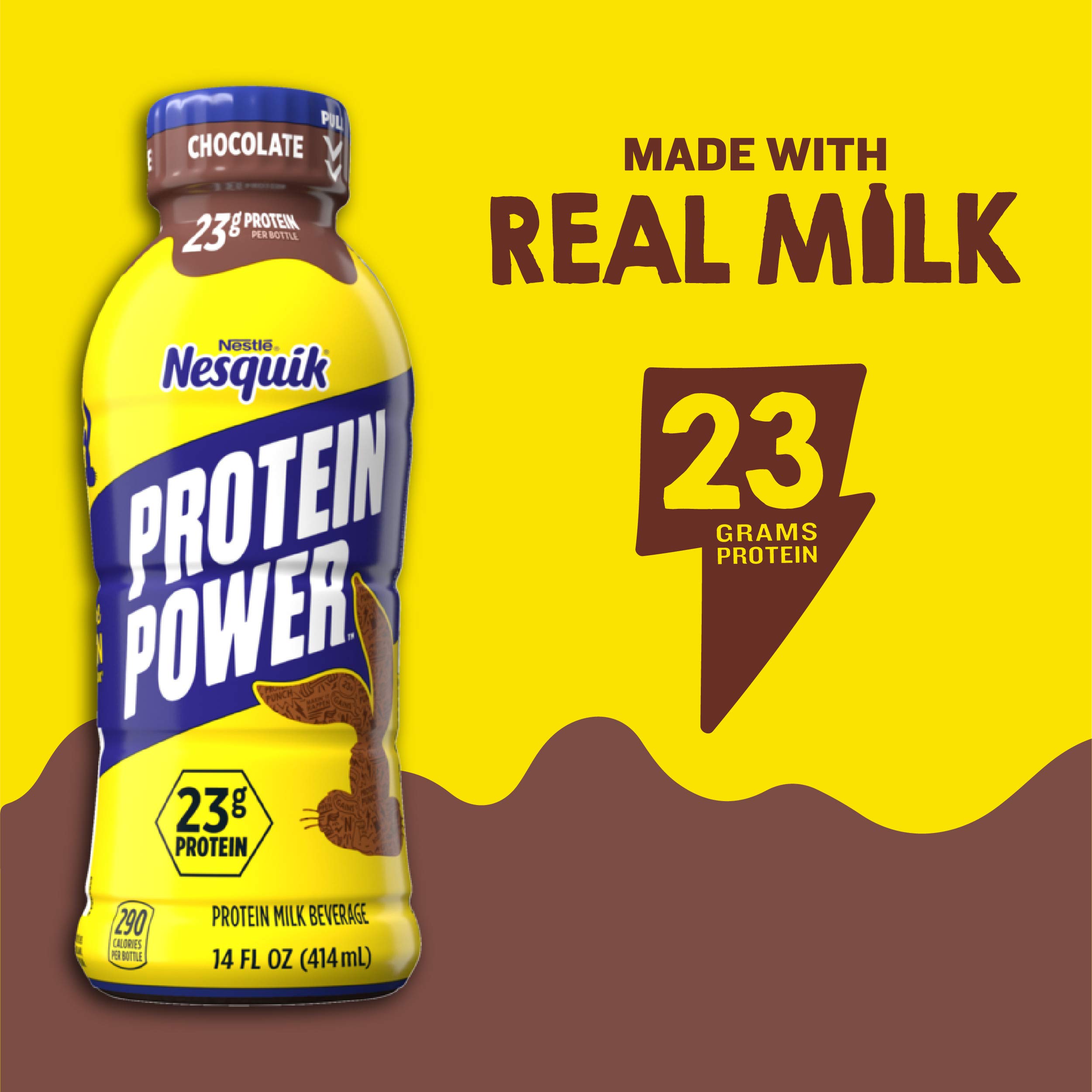Nesquik Protein Power Chocolate Milk Powder - 168 Fl Oz (1.4 lbs) for Post-Workout Recovery & Kids Breakfast - Rich in Protein & Vitamins