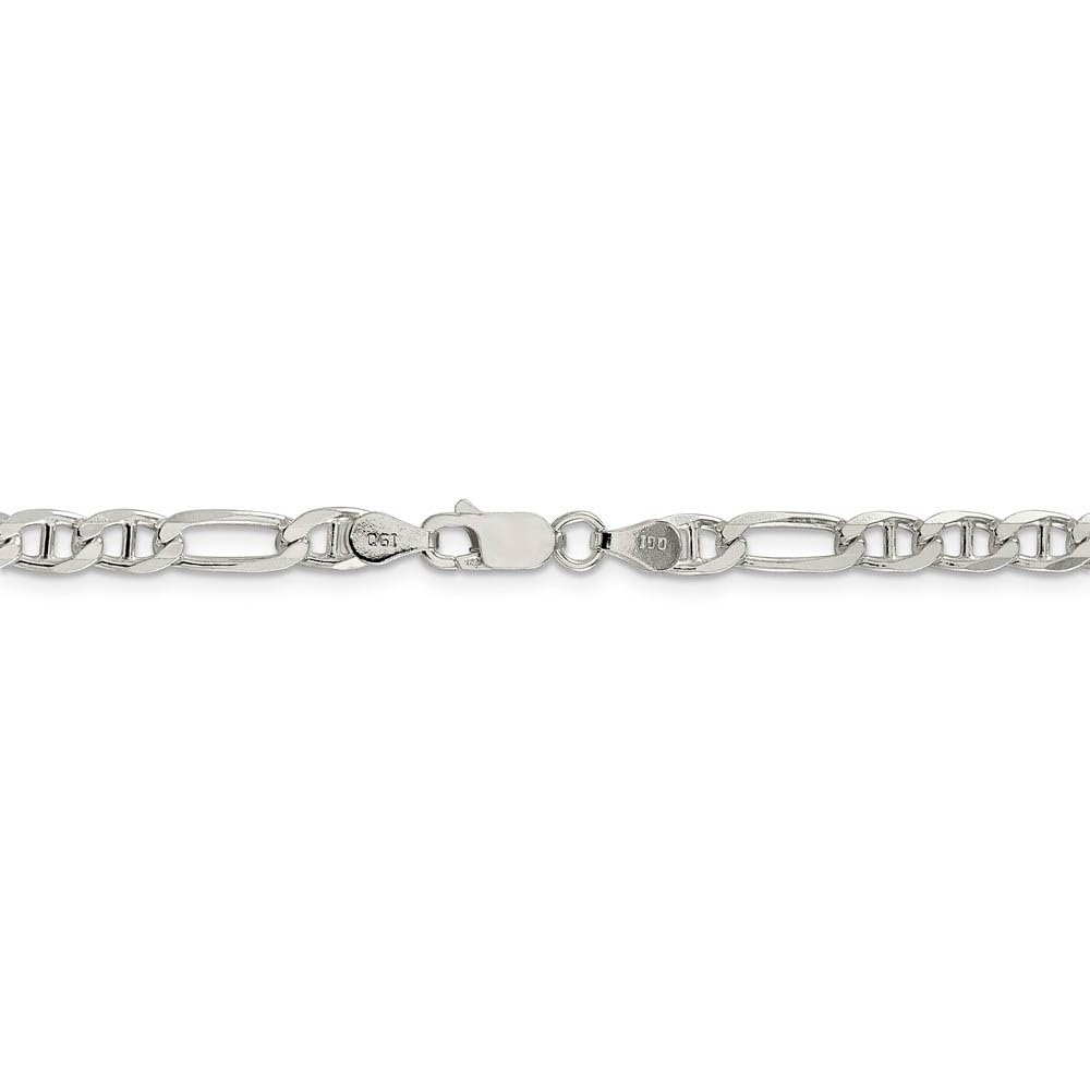 4.5mm Sterling Silver Solid Figaro Anchor Chain Necklace for Men & Women - Durable Black Bow Jewelry for Everyday Wear, Gifts & Special Occasions