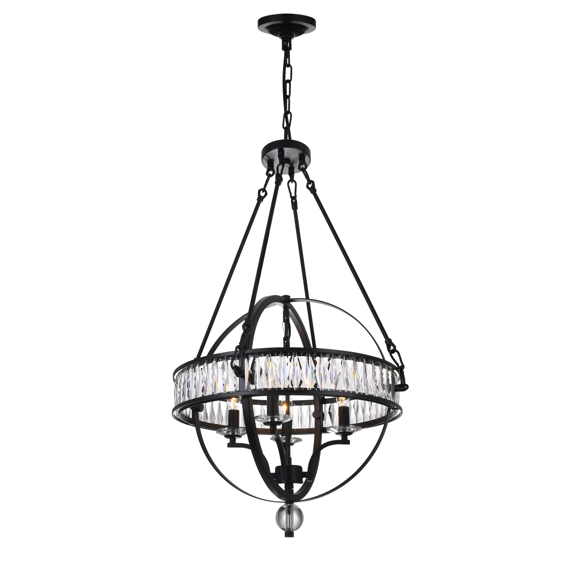 Black 4-Light Traditional Metal Chandelier by CWI Lighting - Elegant Ceiling Fixture for Dining Room, Living Room, or Bedroom Lighting