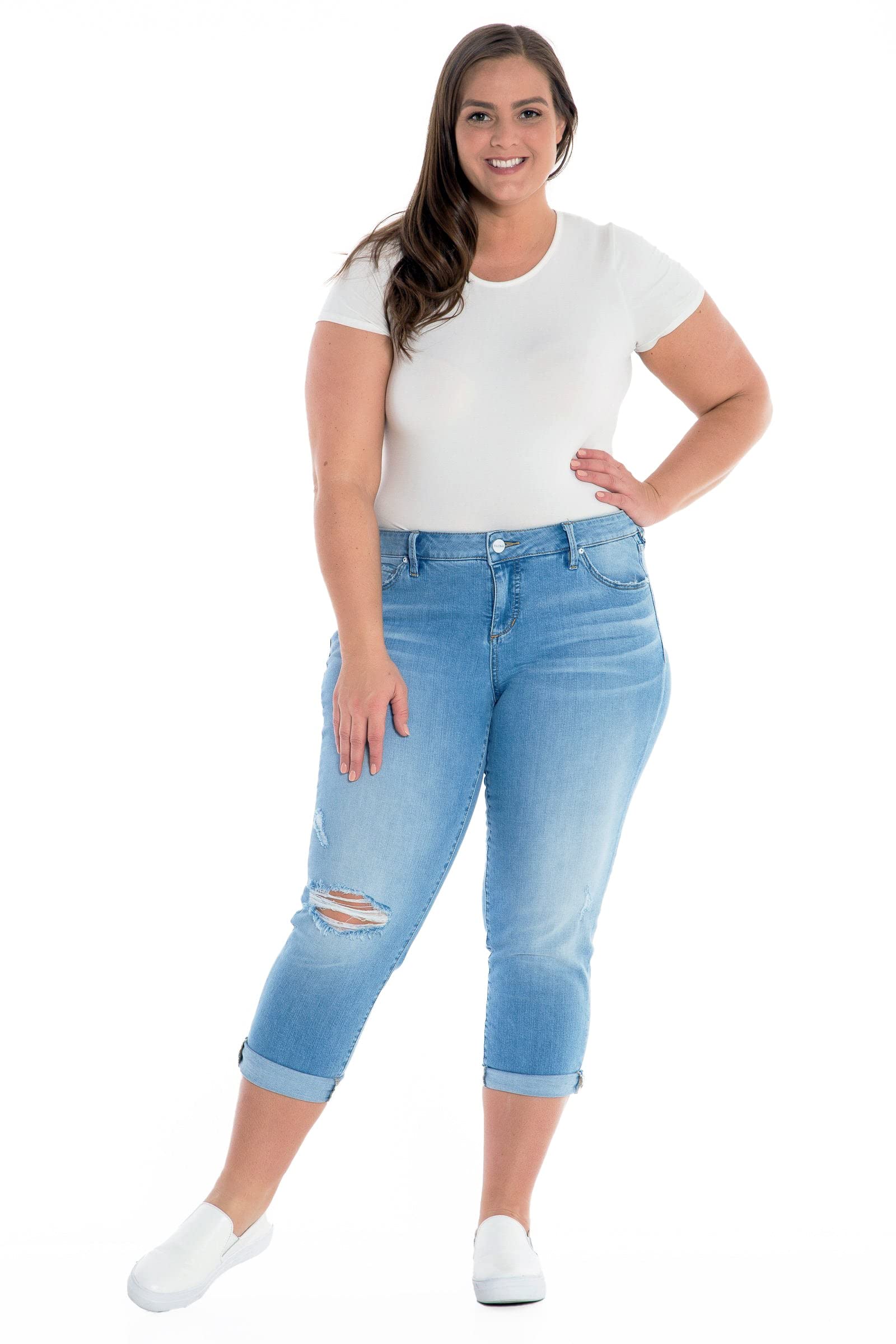 Premium Women's Plus Size Stretch Mid Rise Boyfriend Jeans - Comfortable & Stylish Indigo Denim for Casual Wear & Everyday Outfits