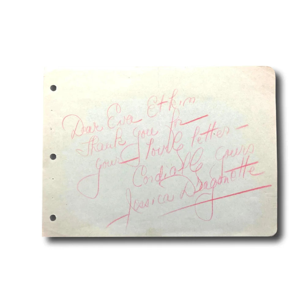 Jessica Dragonette Hand Signed Album Page Cut - JSA COA Authenticated Autograph - Gulliver's Travels Memorabilia - Perfect for Collectors, Framing & Music History Displays