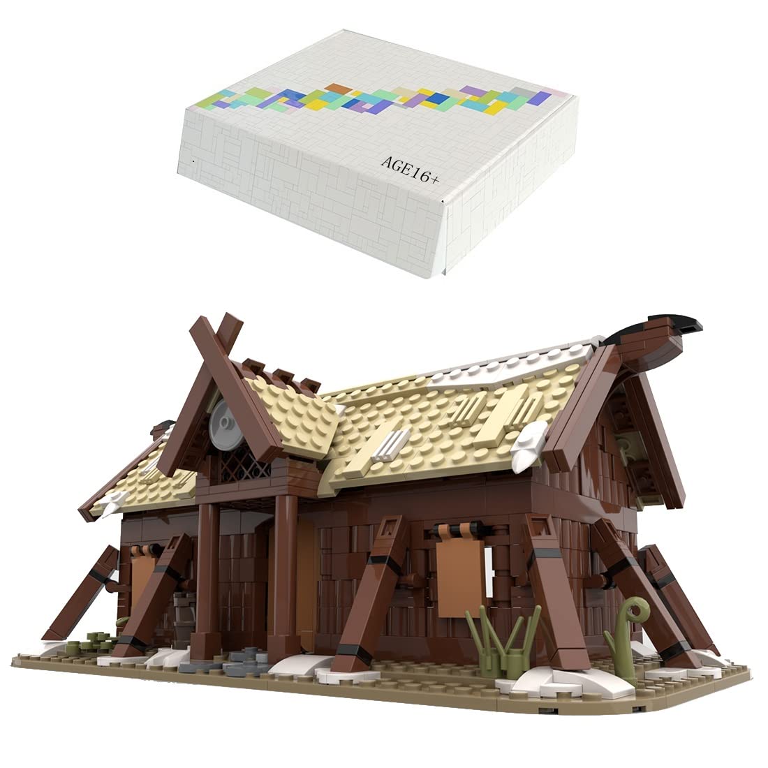 PHYNEDI Medieval Viking Longhouse Building Blocks Set - 635 Pcs Creative Construction Toy Compatible with Lego, MOC Designer Starter Kit (MOC-102557) for Home Decoration & Historical Education