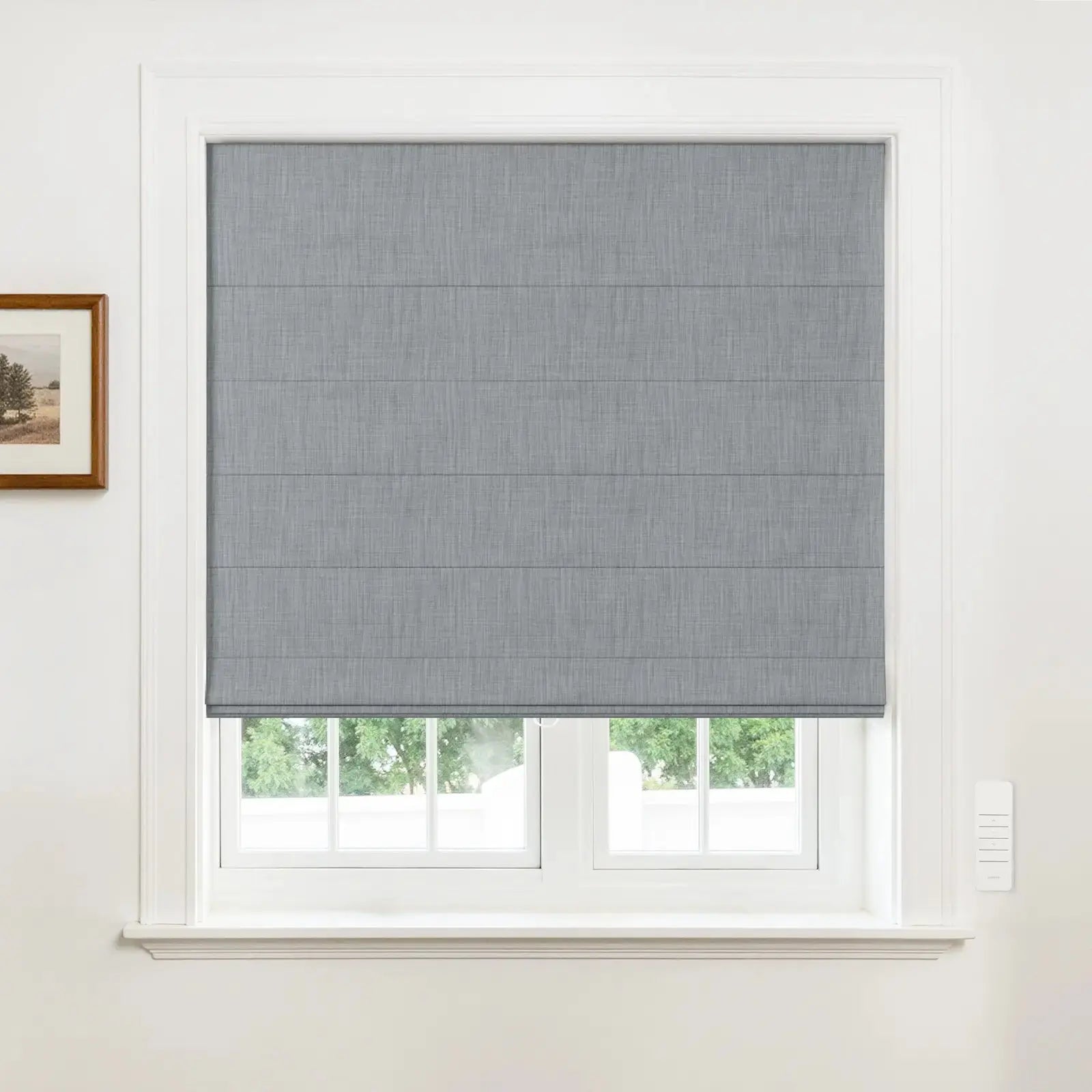 Alvin Motorized Blackout Roller Shade for Windows - Smart Home Linen Window Covering for Bedroom & Living Room Privacy & Light Control