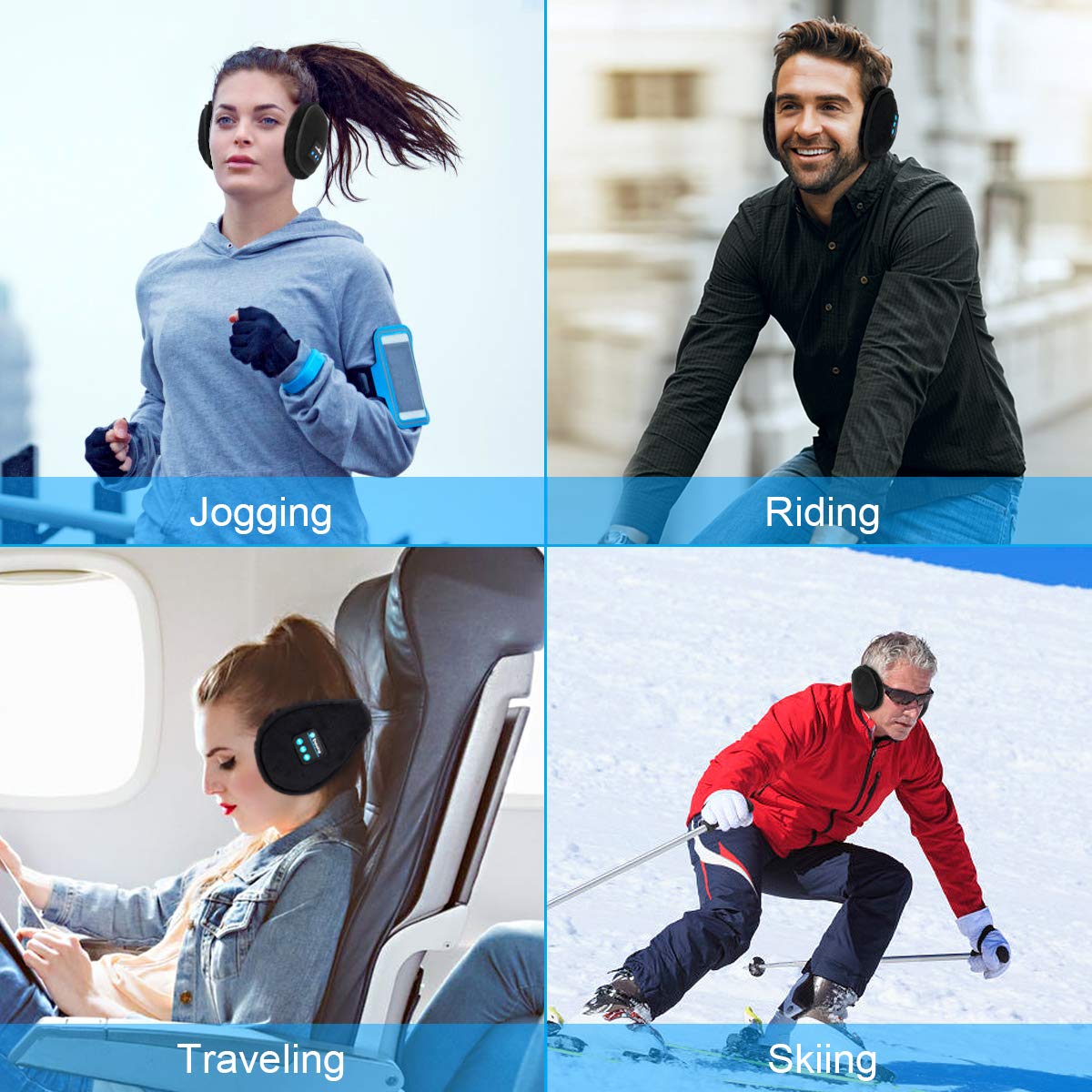 Wireless Bluetooth Earmuffs with Headphones - Winter Ear Warmers for Men & Women - Noise Cancelling Headband for Outdoor Activities, Skiing, Running & Commuting