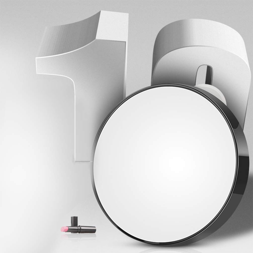 KALLORY 5X Magnifying Wall Makeup Mirror with Suction Cups - 8.8cm Round Cosmetic Mirror for Bathroom, Vanity & Travel - Black Glass Mirror for Precise Makeup Application & Skincare Routine
