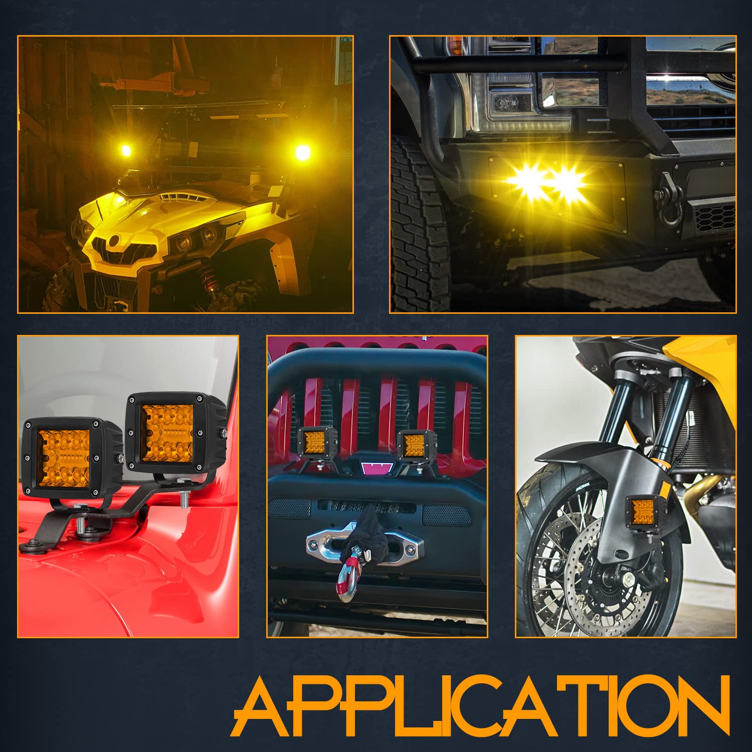 Nirider 2PCS 84W 3 Inch LED Pod Lights - Amber LED Cubes for Off-Road, Spot Flood Combo Light Bars, Fog & Work Lights for Trucks, Cars, ATV, UTV, Boats - Perfect for Night Driving, Off-Roading & Marine Use
