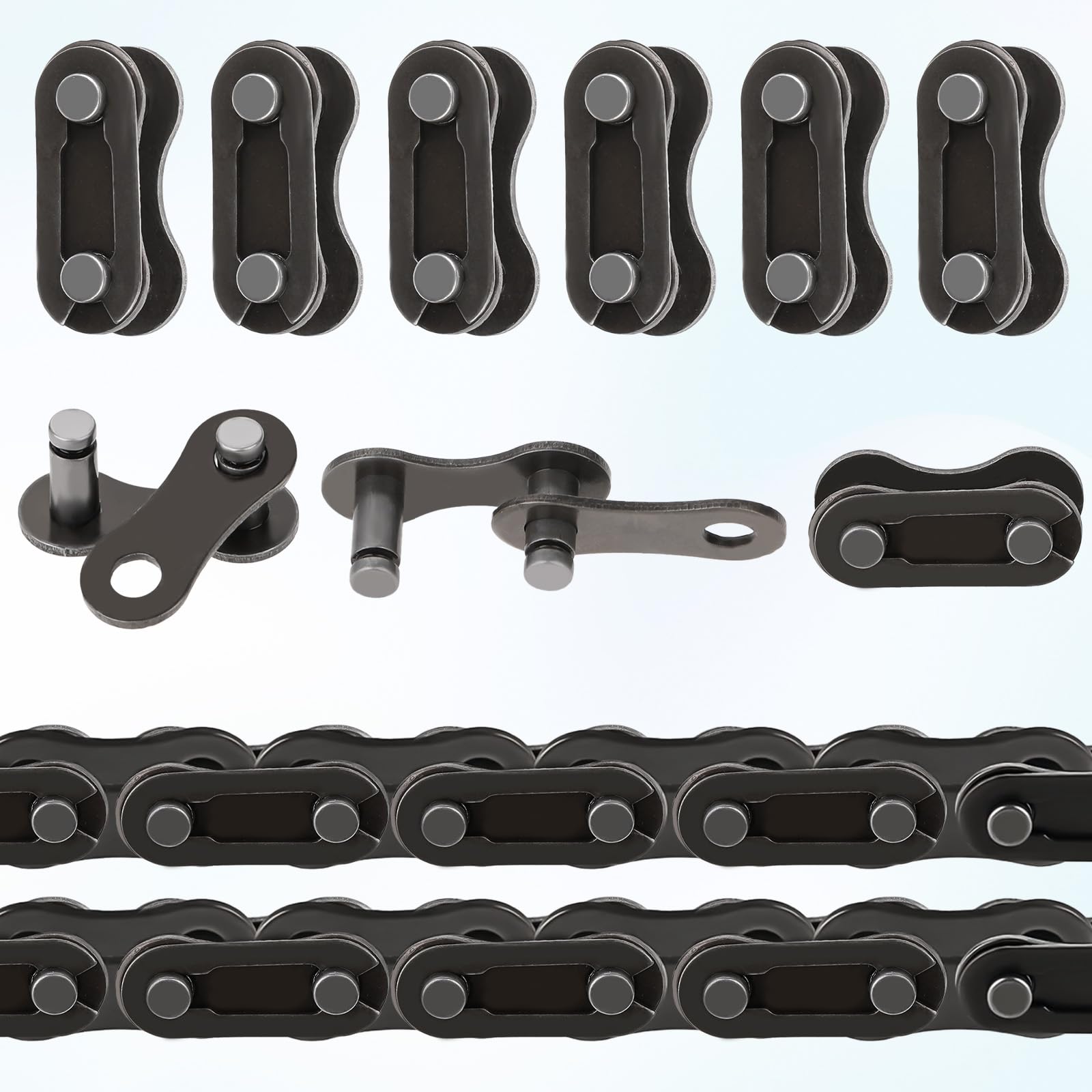 30-Piece Bike Chain Link Set - Durable Metal Bicycle Chain Connectors & Master Links for Repair - Compatible with Mountain Bikes, Mini Bikes, Motorcycles - Perfect for DIY Bike Maintenance & On-the-Go Repairs