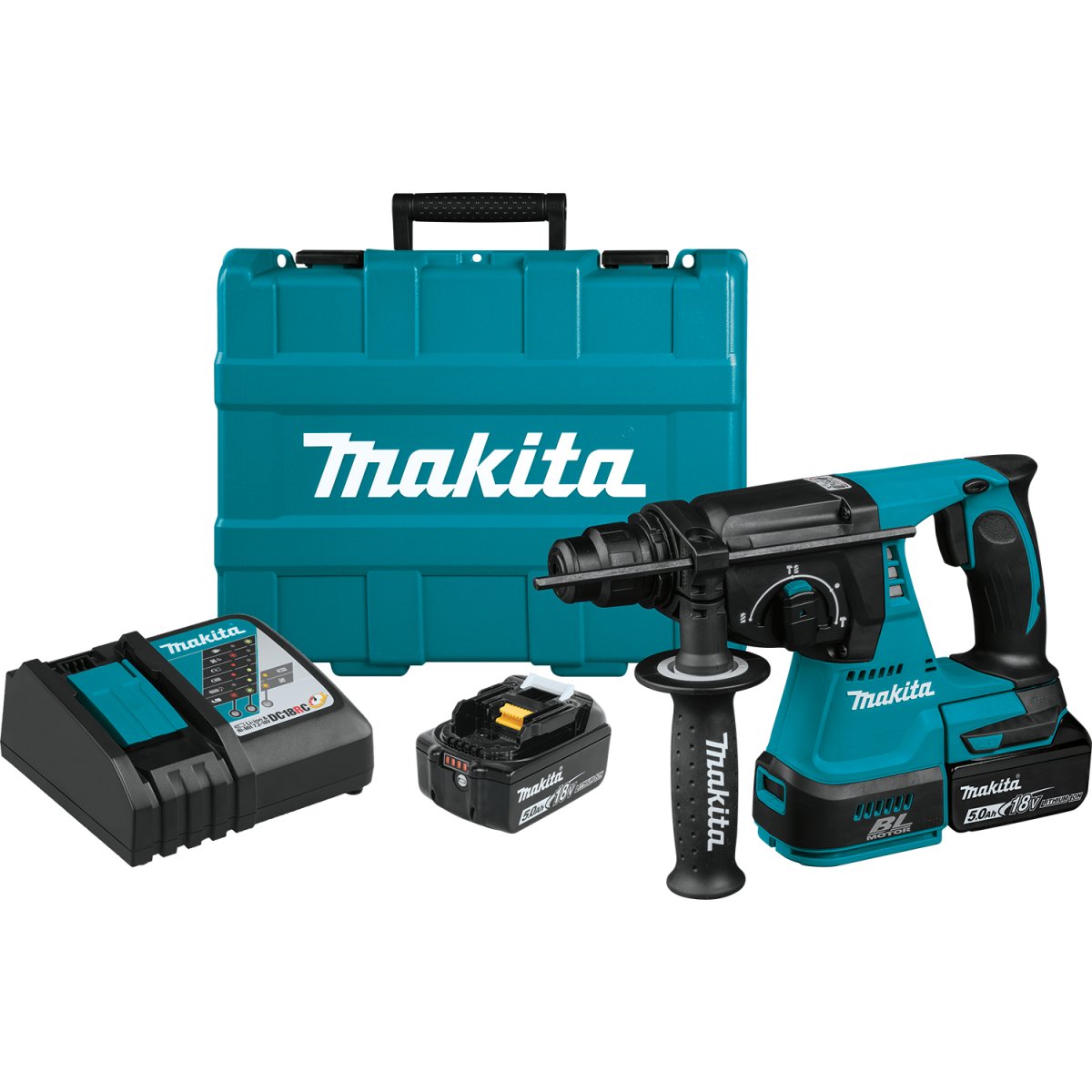 18V LXT Lithium-Ion Brushless Cordless Rotary Hammer with 5.0Ah Battery - Powerful Cordless Hammer Drill for Concrete, Masonry & Construction Work