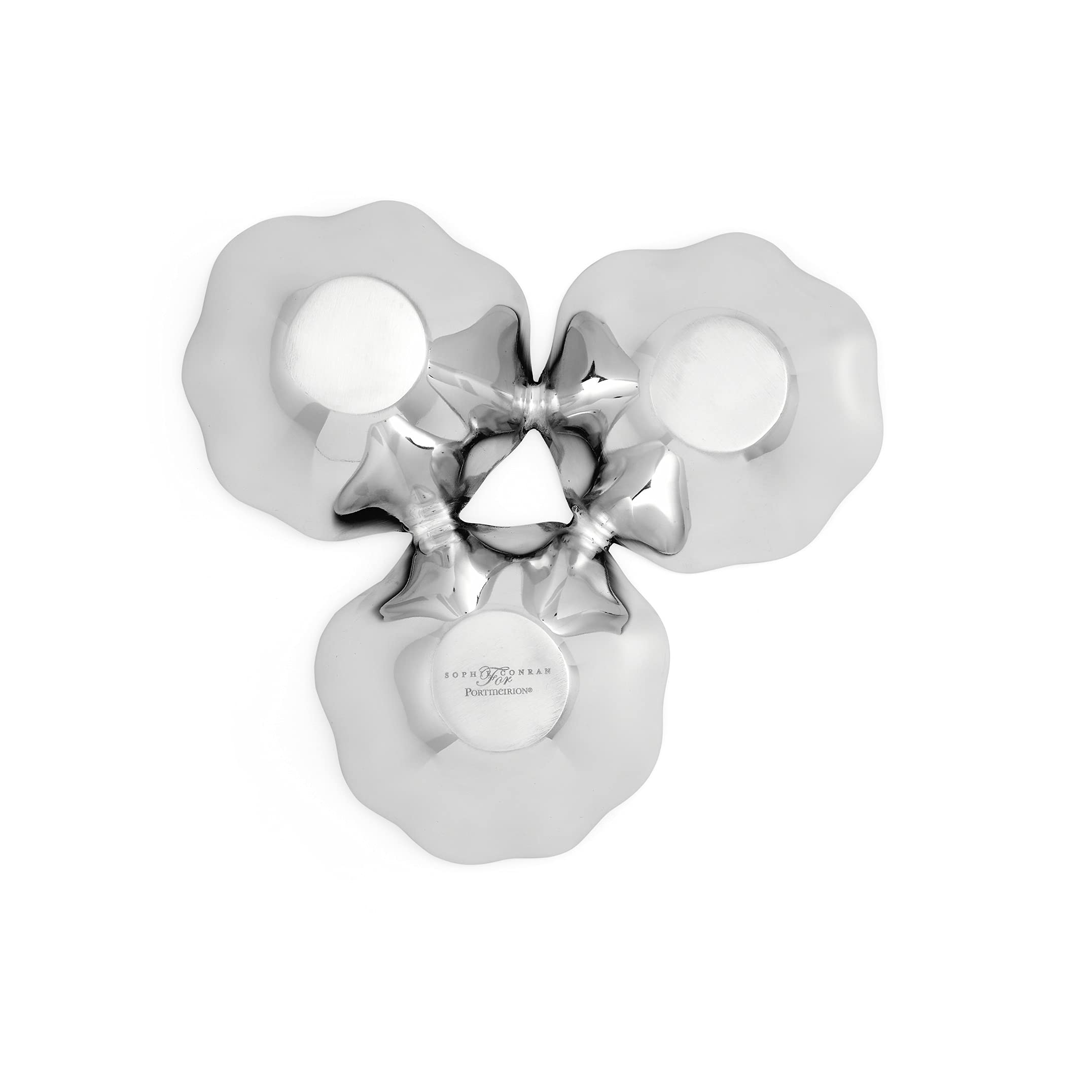 Portmeirion Sophie Conran Floret Triple Condiment Server - 3-Part Divided Serving Tray for Condiments, Dips, Appetizers & Snacks | Durable Metal Alloy | Perfect for Dinner Parties, BBQs & Entertaining Guests