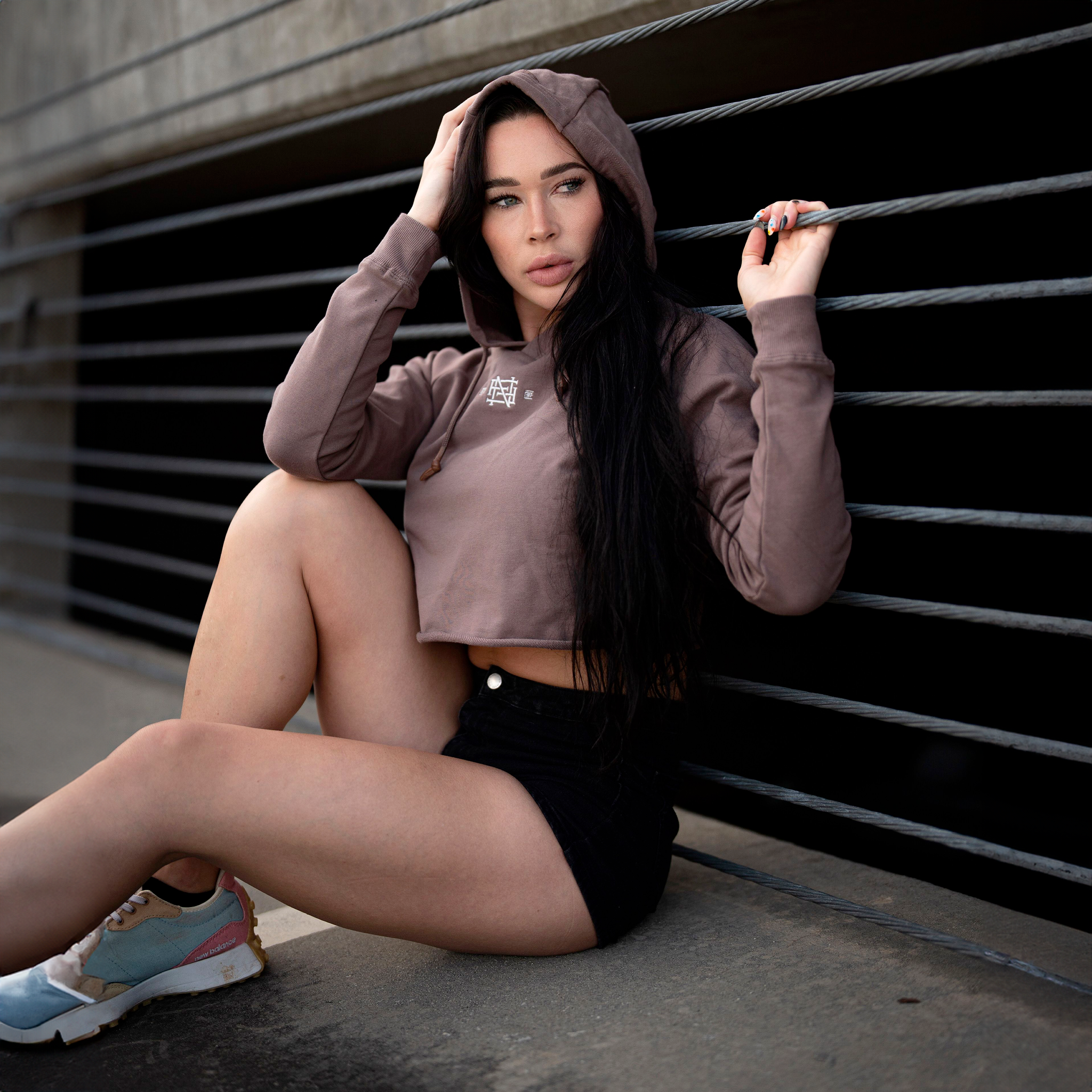 EMB Crop Hoodie for Women - Earth Tone Casual Pullover Sweatshirt | Perfect for Gym, Yoga, and Streetwear Fashion