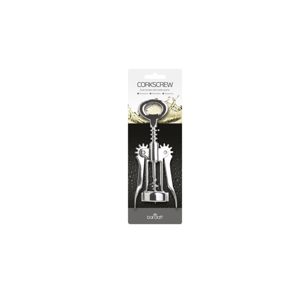 Premium Dual Handle Chrome Corkscrew - Professional Wine Bottle Opener for Home, Restaurants & Gifts - Perfect for Dinner Parties, Wine Tasting & Kitchen Use