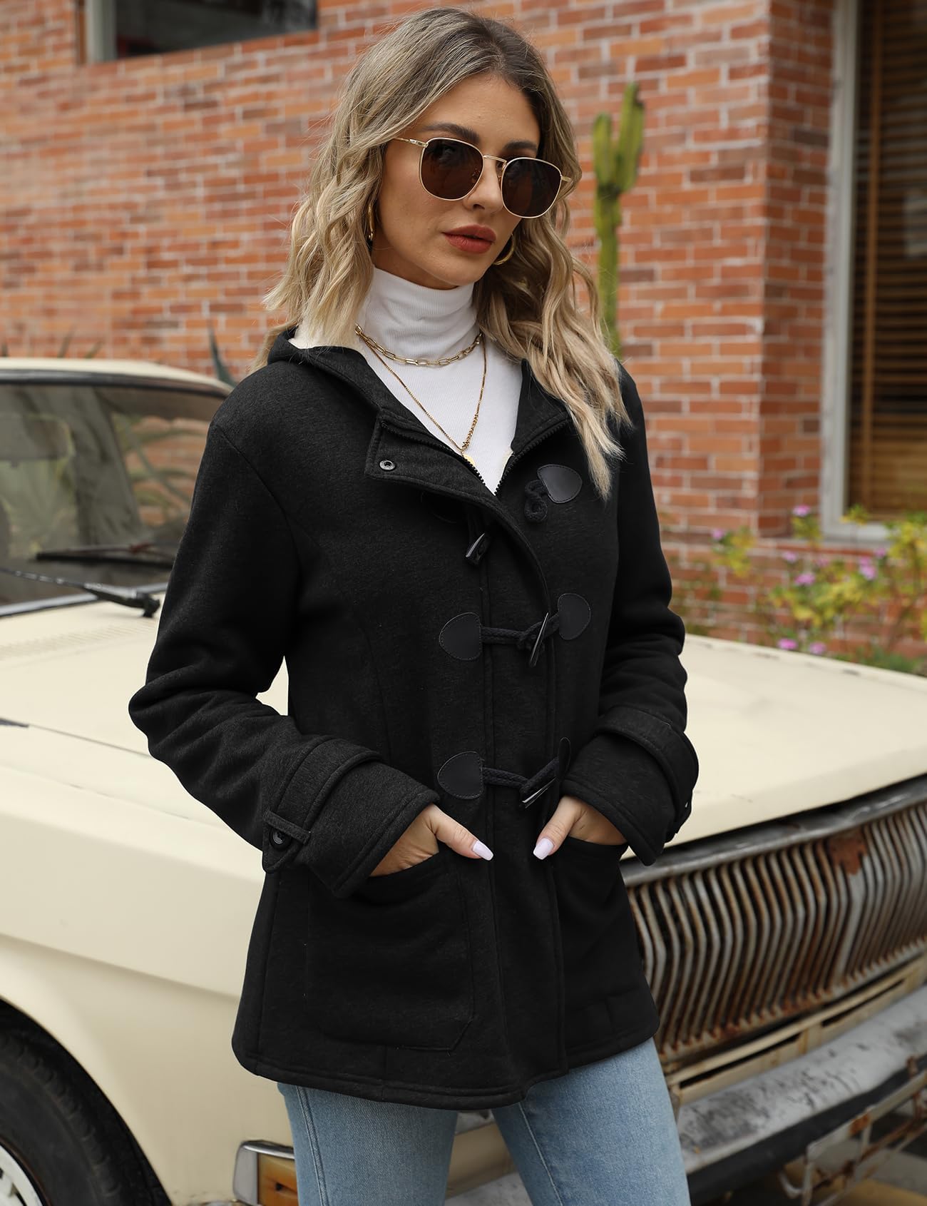 Women's Sherpa Lined Winter Jacket - Warm Hooded Fleece Coat with Duffle Toggle | Cozy Outerwear for Cold Weather, Snow Days & Outdoor Activities