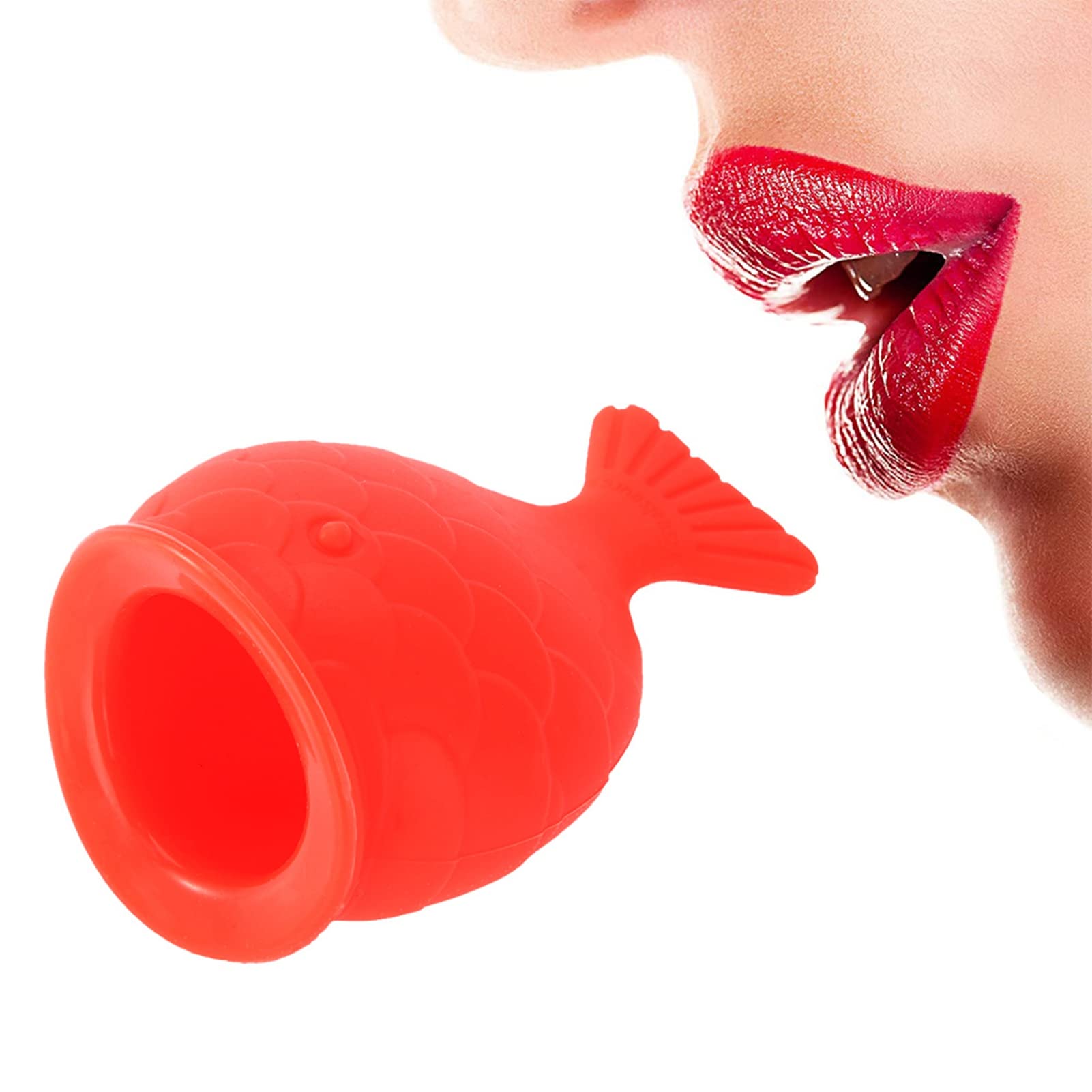 Fish Shaped Lip Plumper Tool for Women - Silicone Lip Enhancer & Pout Pump for Fuller Lips - Portable Hand Size Lip Plumping Device for Makeup, Beauty & Self Care Routine