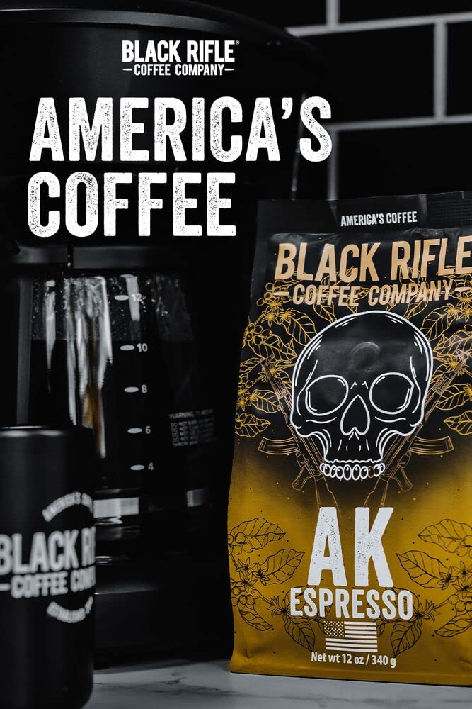 Black Rifle Coffee Company AK Espresso Medium Roast Ground Coffee - 12 oz Bag for Home Brewing & Office Use | Rich Flavor & Aromatic Blend