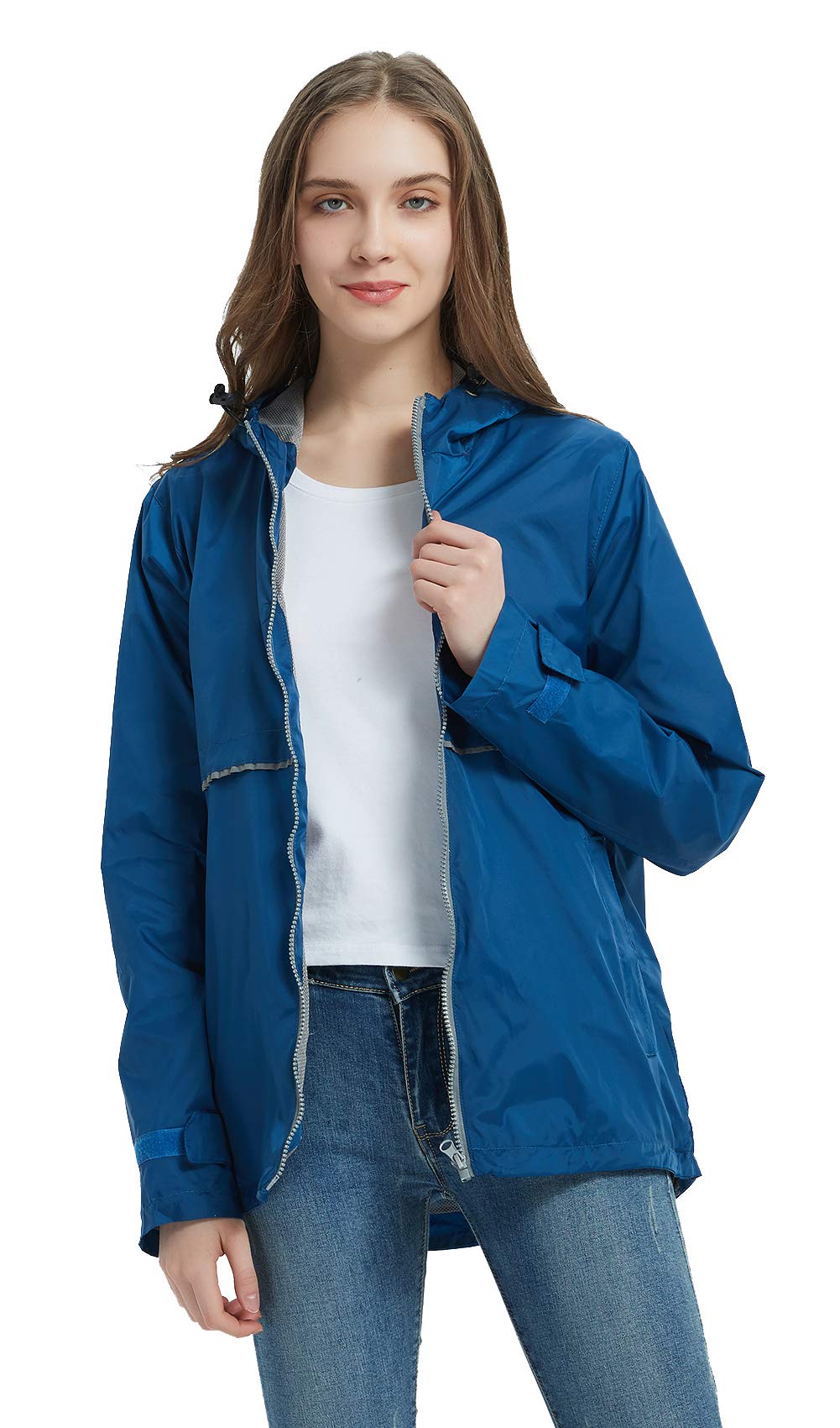 SUNDAY ROSE Women's Lightweight Waterproof Rain Jacket with Hood - Windproof Windbreaker for Hiking, Commuting & Outdoor Activities