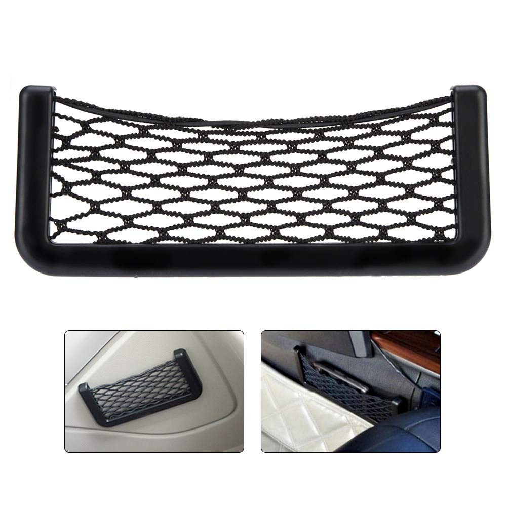 Universal S-Shaped Back Seat Organizer - Car Mesh Storage Net Bag with Side Pockets | Durable Nylon Car Back Protector | Perfect for Road Trips, Baby Supplies & Travel Accessories