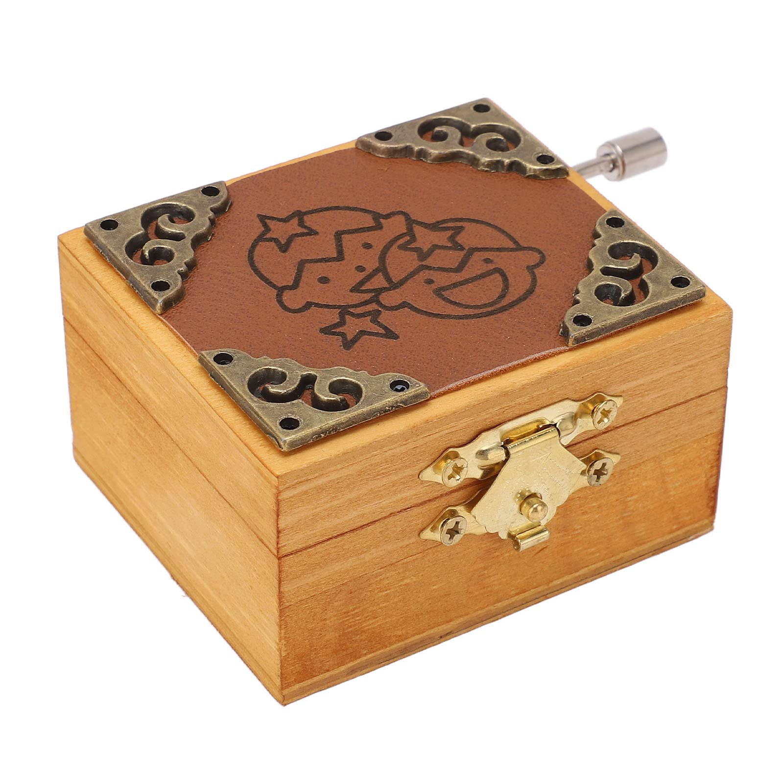 Jiawu Hand Cranked Wooden Music Box - Vintage Style Gemini Pattern Musical Gift for Birthday, Christmas & Thanksgiving - Perfect for Romantic Proposals, Anniversary Surprises & Home Decor