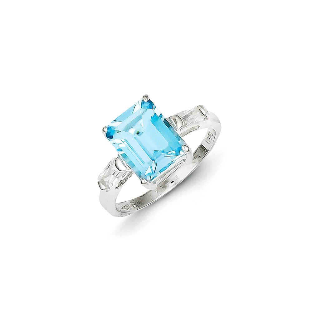 Sterling Silver Rhodium Plated Blue Topaz Ring - Size 6 | Elegant Birthstone Jewelry for Women, Perfect Gift for Anniversary, Birthday & Special Occasions