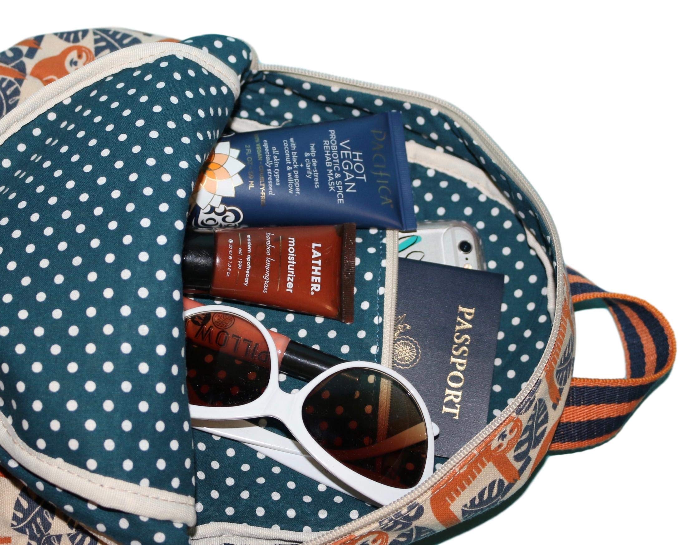 Bungalow 360 Adult Mini Backpack - Small Sloth Print Lightweight Travel Daypack for Hiking, Concerts & Festivals