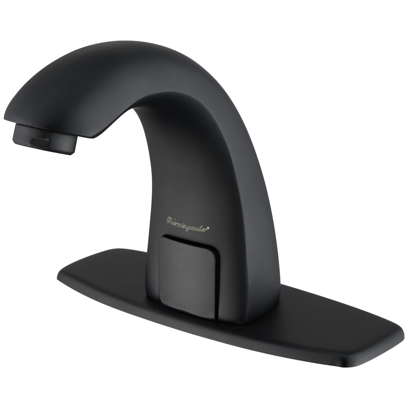 Automatic Sensor Faucet - Touchless Bathroom Sink Faucet with Hole Cover Plate, Matte Black Finish for Modern Homes & Public Restrooms - Water Saving & Hygienic Hands-Free Operation