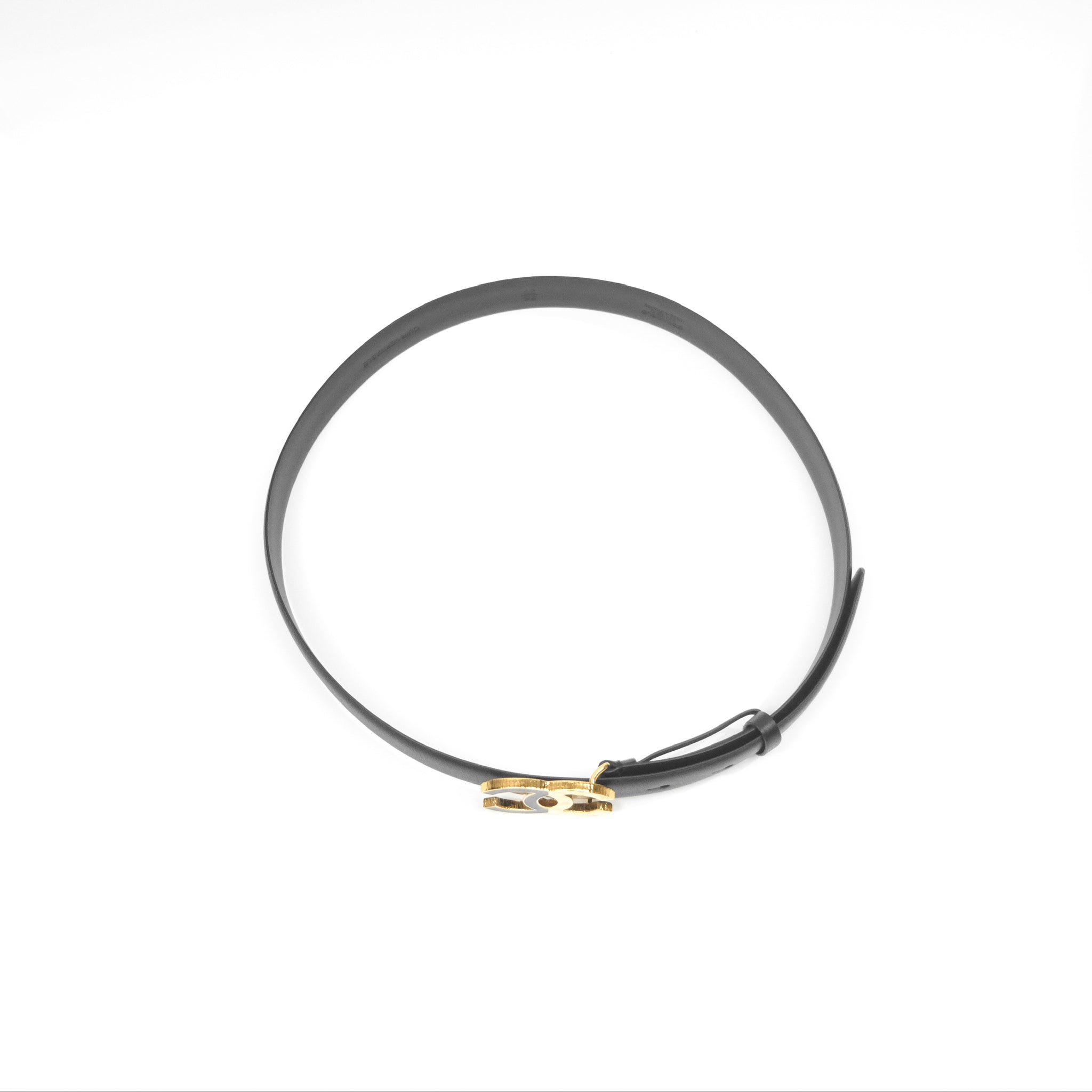 Chanel CC Logo Belt in Black Leather with Gold Hardware - Size 75 (24C Collection) | Luxury Fashion Accessory for Women's Outfits & Special Occasions