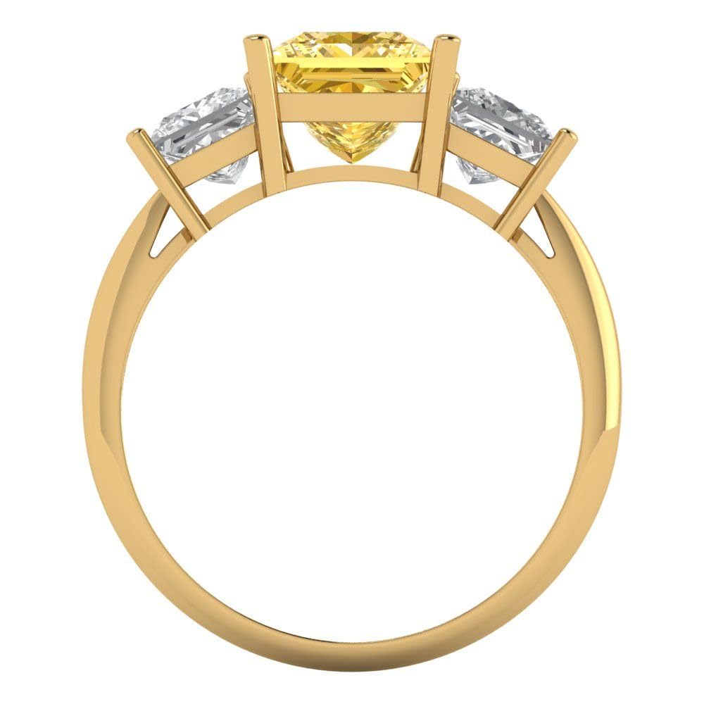 3.0ct Princess Cut Yellow Simulated Diamond Engagement Ring - 14k Gold Anniversary Wedding Band for Women | Elegant Bridal Jewelry Gift for Her
