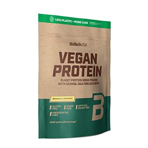 BioTechUSA Vegan Protein Powder - Banana Flavor, 2000g for Muscle Recovery & Post-Workout Nutrition | Plant-Based Protein Supplement for Smoothies & Baking