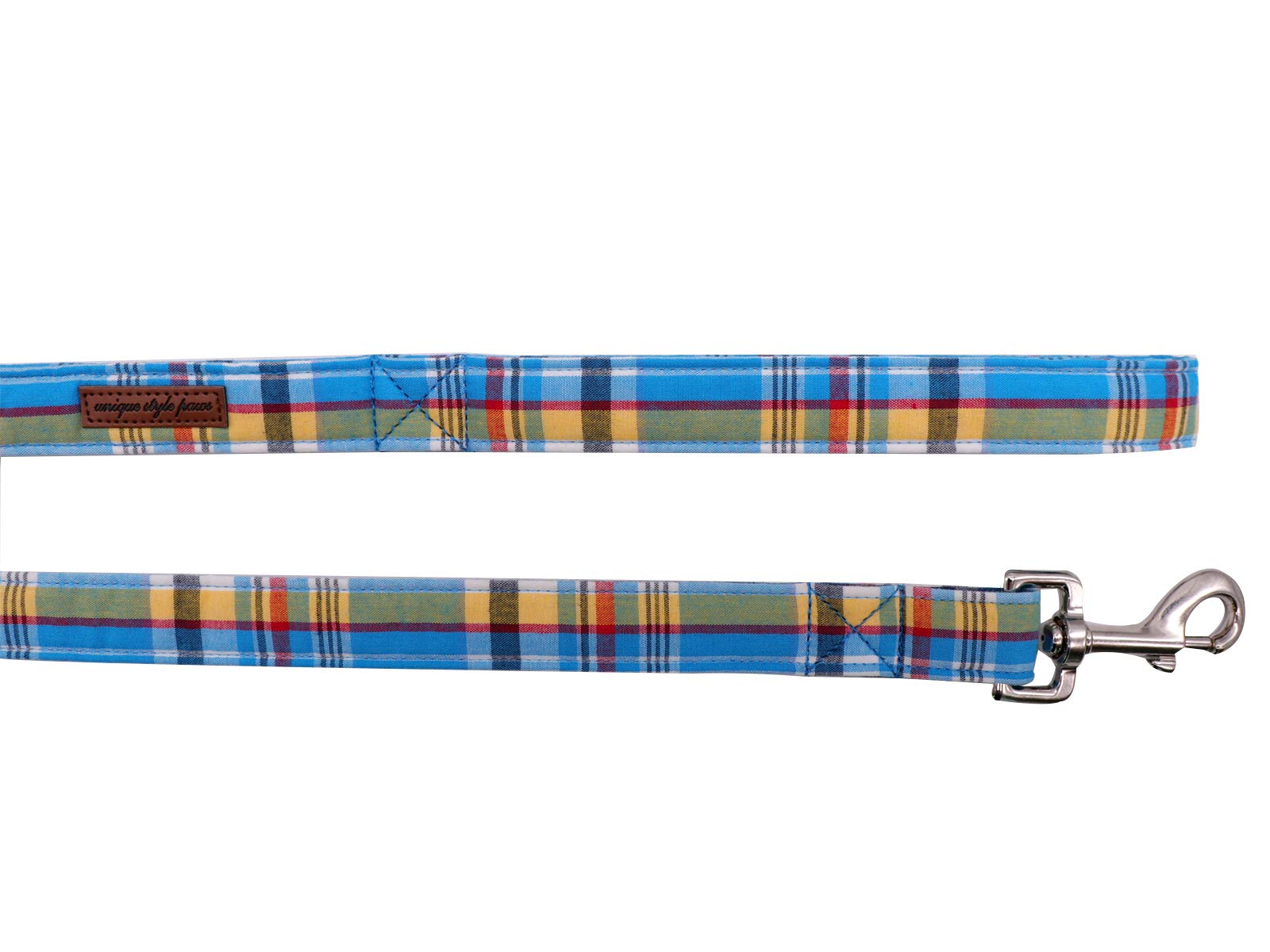 Durable Heavy Duty Dog Leash with Comfortable Handle & Metal Buckle - XS/S/M/L Sizes - Blue Plaid Pattern for Small to Large Dogs - Perfect for Walking, Training & Outdoor Adventures