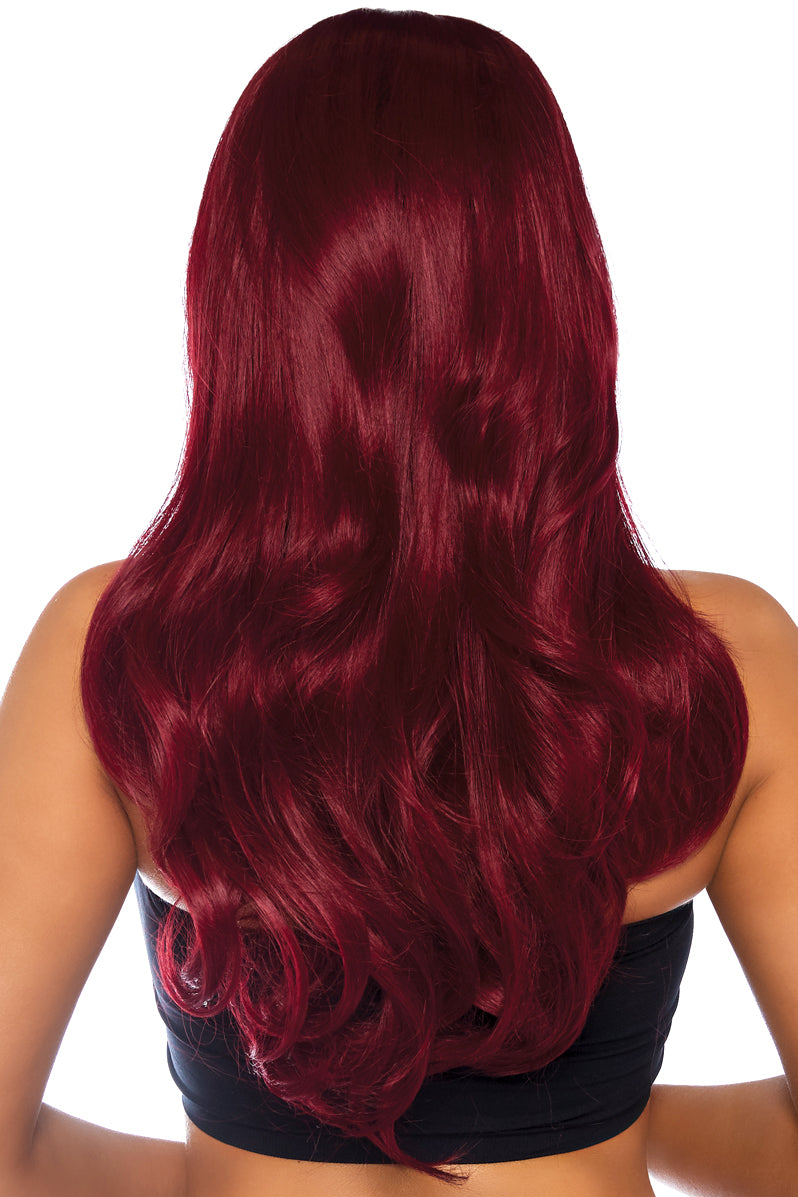 Long Burgundy Wavy Wig for Women - Soft Heat Resistant Synthetic Hair - Perfect for Cosplay, Halloween, Parties & Daily Fashion