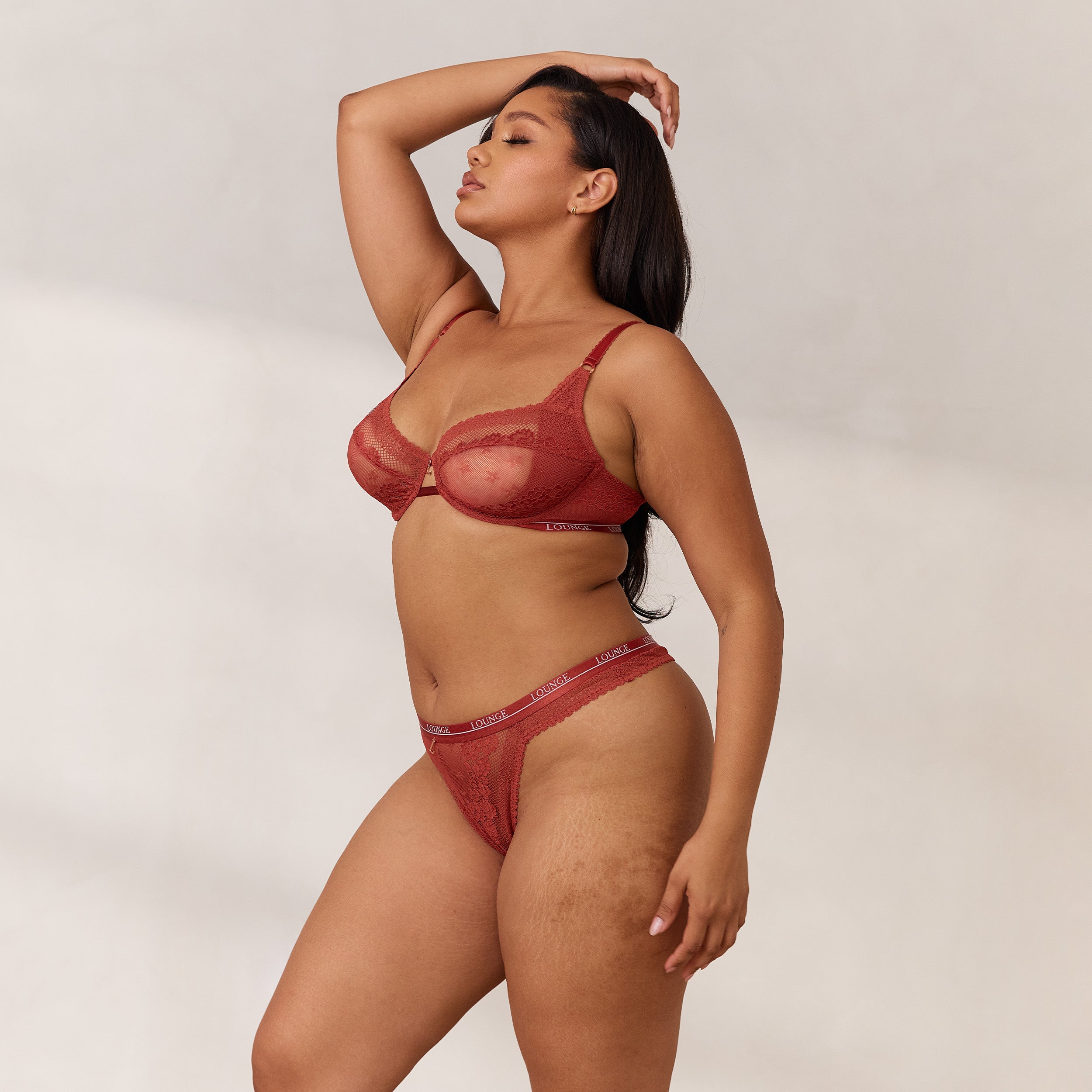 Liberty Balcony Bra - Burnt Red Lace Underwire Push Up Bra for Women, Comfortable & Sexy Lingerie for Date Night & Special Occasions