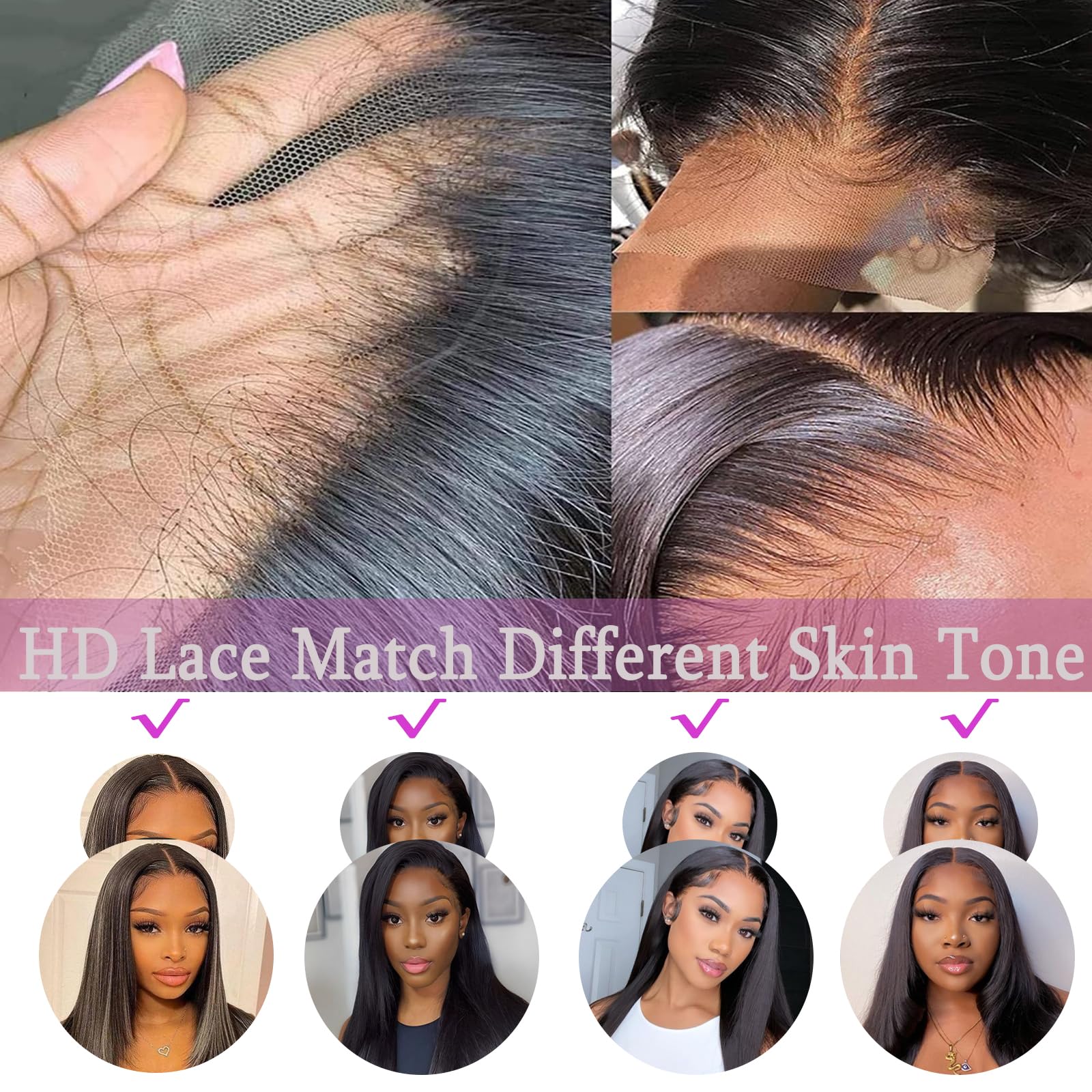 20 Inch Straight Lace Front Wigs Human Hair - Pre Plucked 180% Density Glueless Wigs with 13x4 HD Transparent Lace - Brazilian Virgin Hair for Women - Perfect for Daily Wear, Cosplay & Special Occasions
