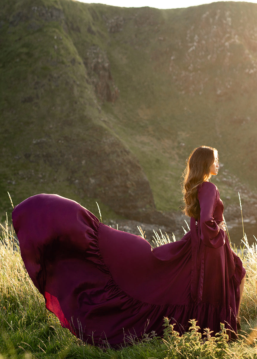 Lorna Impact Dress in Plum - Elegant Women's A-Line Dress for Parties, Weddings & Special Occasions