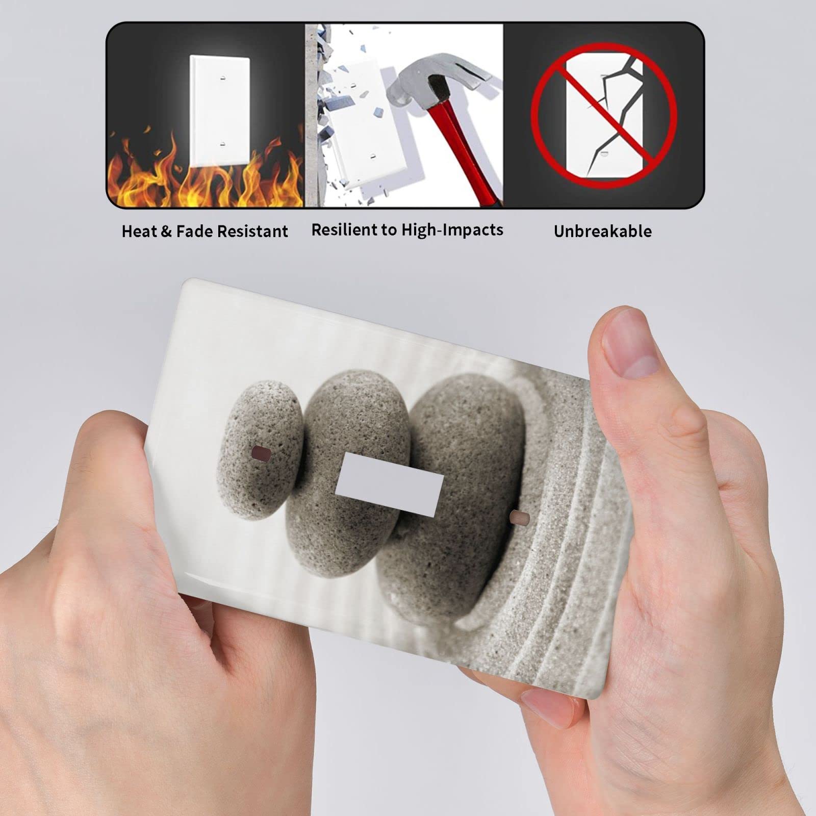 Decorative Gray Stone Single Light Switch Cover Plate - 1 Gang Toggle Wall Plate (4.5