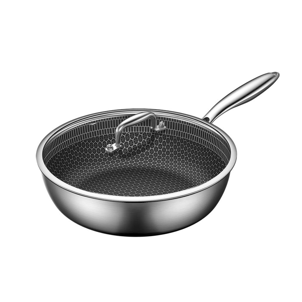 Premium Stainless Steel Frying Pan with Lid - Induction Compatible Nonstick Skillet for Kitchen & Restaurant Use | Perfect for Searing, Frying & Sauteing | Dishwasher Safe Cookware