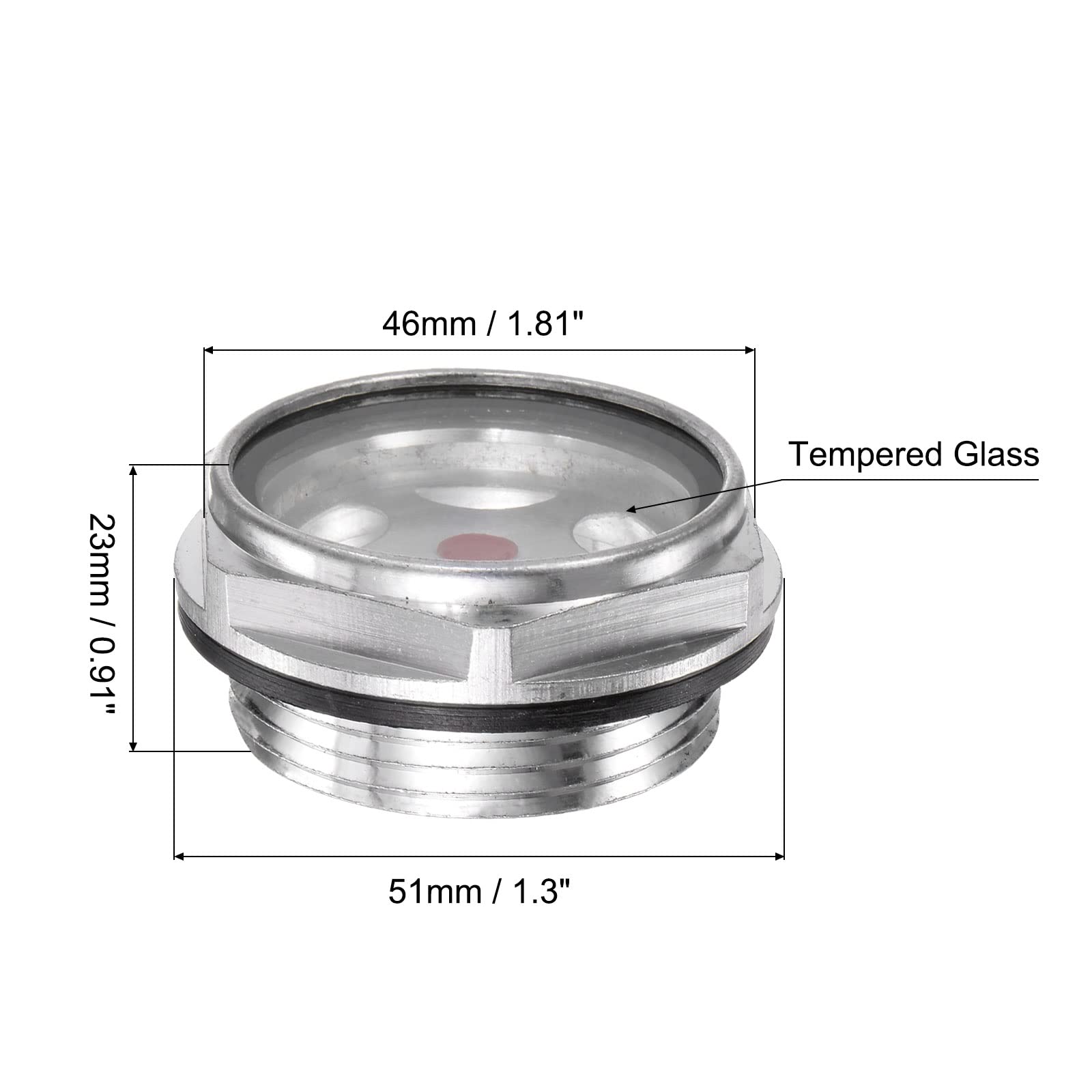 uxcell G1-1/4 Male Threaded Aluminum Oil Level Sight Glass for Air Compressor - Liquid Level Indicator Gauge with Durable Window - Perfect for Industrial Machinery & Pneumatic System Maintenance