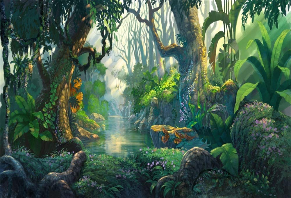 Yeele 5x3ft Fairy Tales Photography Backdrop - Fantasy Fairyland Tropical Jungle with Sunlight & Flowers for Kids Birthday Party, Photo Booth, Studio Props | Perfect for Baby Showers, Themed Events & Creative Portraits
