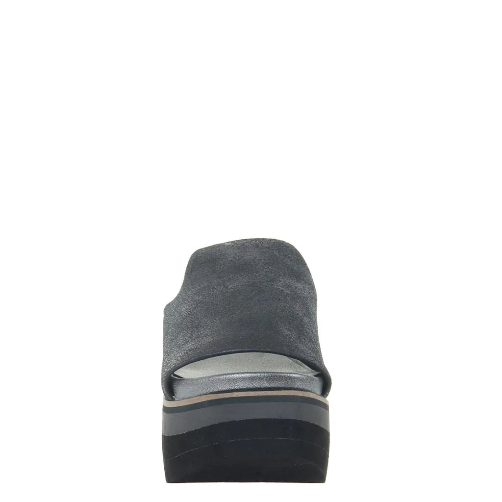 Flow Platform Sandal for Women - Pewter Metallic Comfort Slides | Perfect for Beach, Pool, and Summer Outdoor Activities