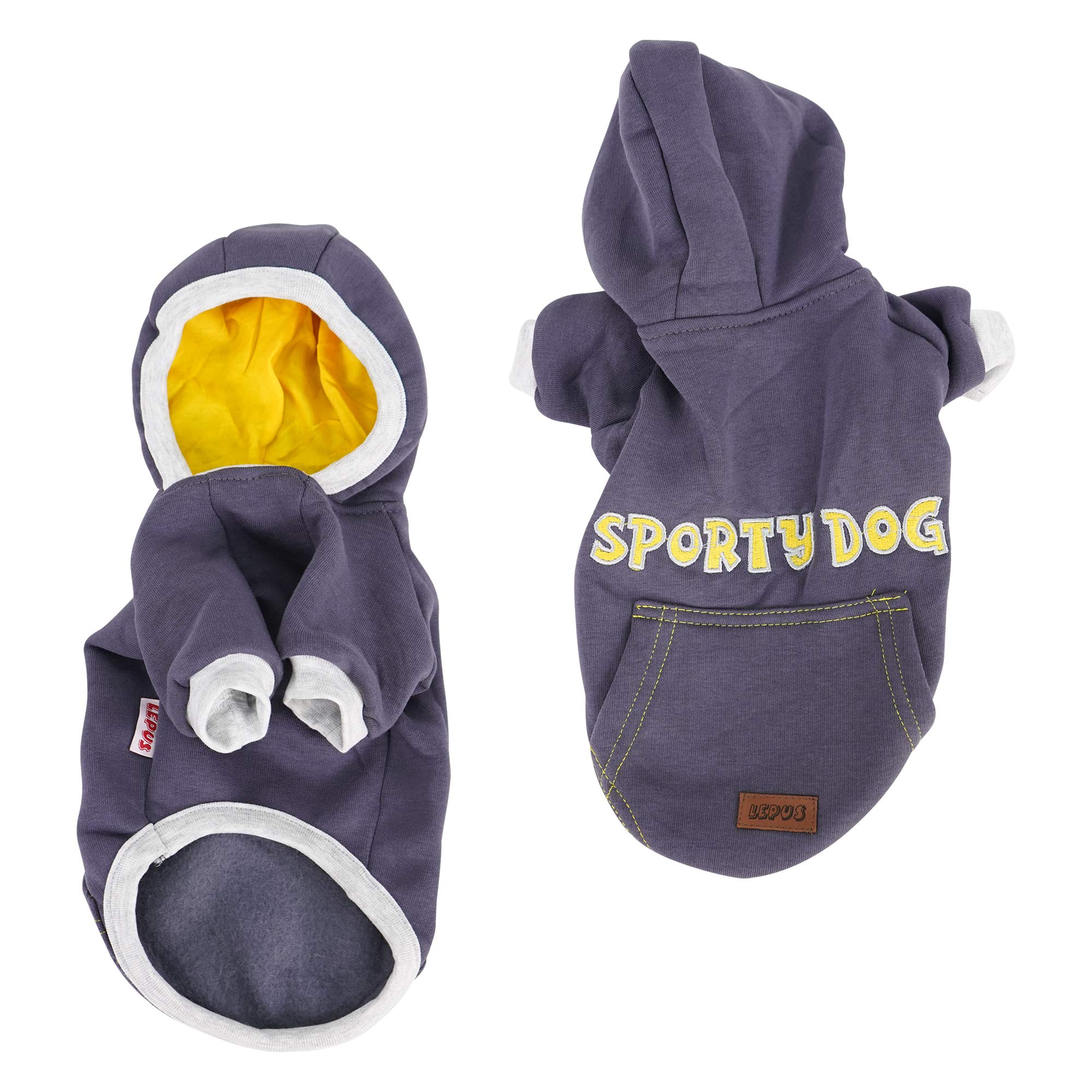 SussexHome Small Dog Hoodie - Cute & Washable Pet Sweater for Small Dogs - Full Coverage Dog Hoodie in Dark Gray - Perfect for Winter Walks & Indoor Comfort