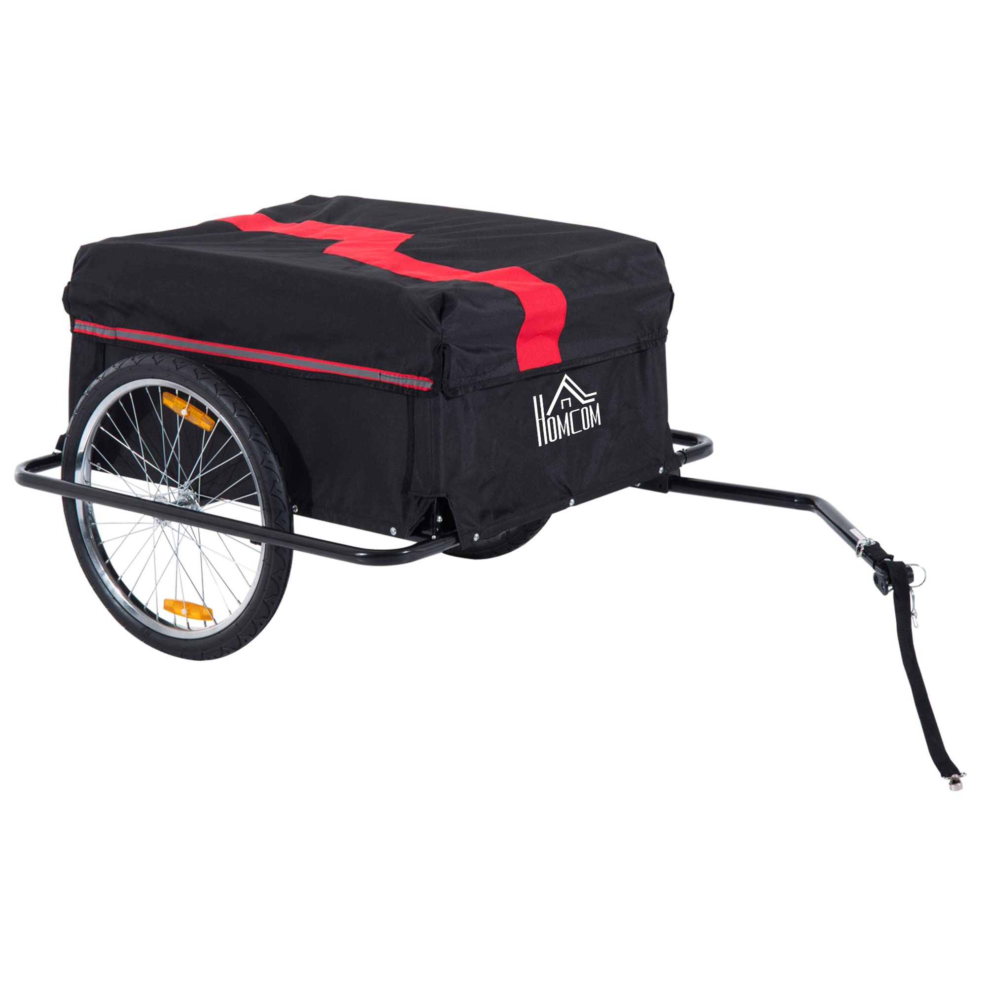 Aosom 2-Wheel Bicycle Cargo Trailer with Removable Cover - Heavy Duty Bike Luggage Wagon for Camping, Grocery Shopping & Outdoor Adventures