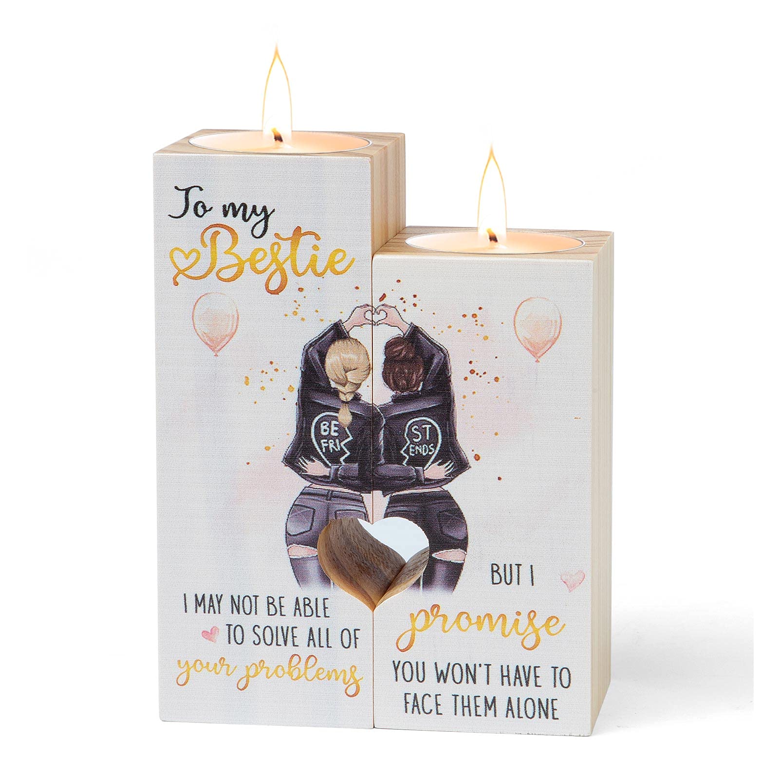 Personalized Wooden Candle Holder - Unique Meaningful Gift for Women, Best Friend Birthday Present, Sister & Friendship Gift Idea, Graduation Keepsake - Perfect for Home Decor, Romantic Dinners & Special Occasions