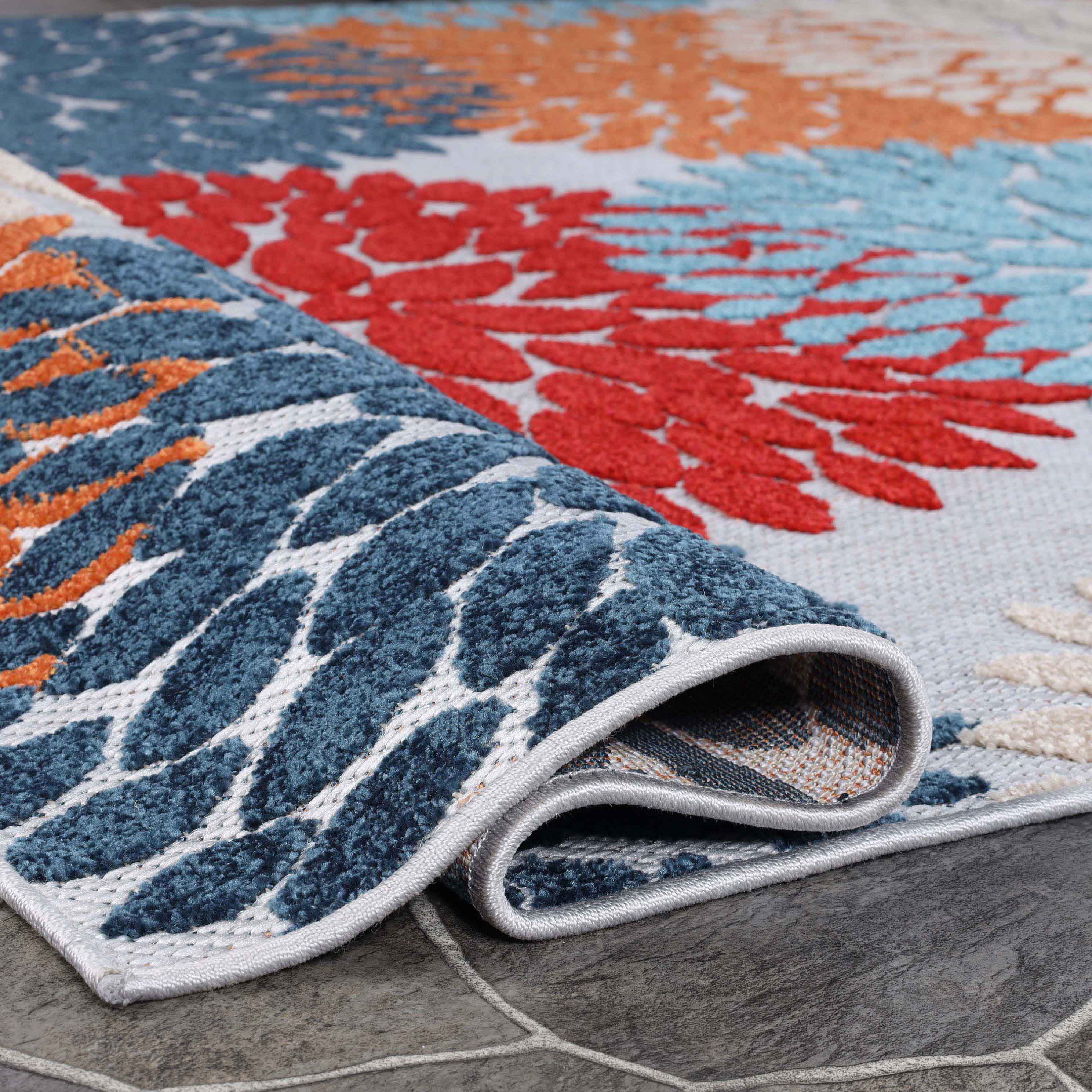 Premium Hydrangea Floral Medallion Area Rug - Indoor/Outdoor Use - Perfect for Living Room, Bedroom, Patio & Garden Decor