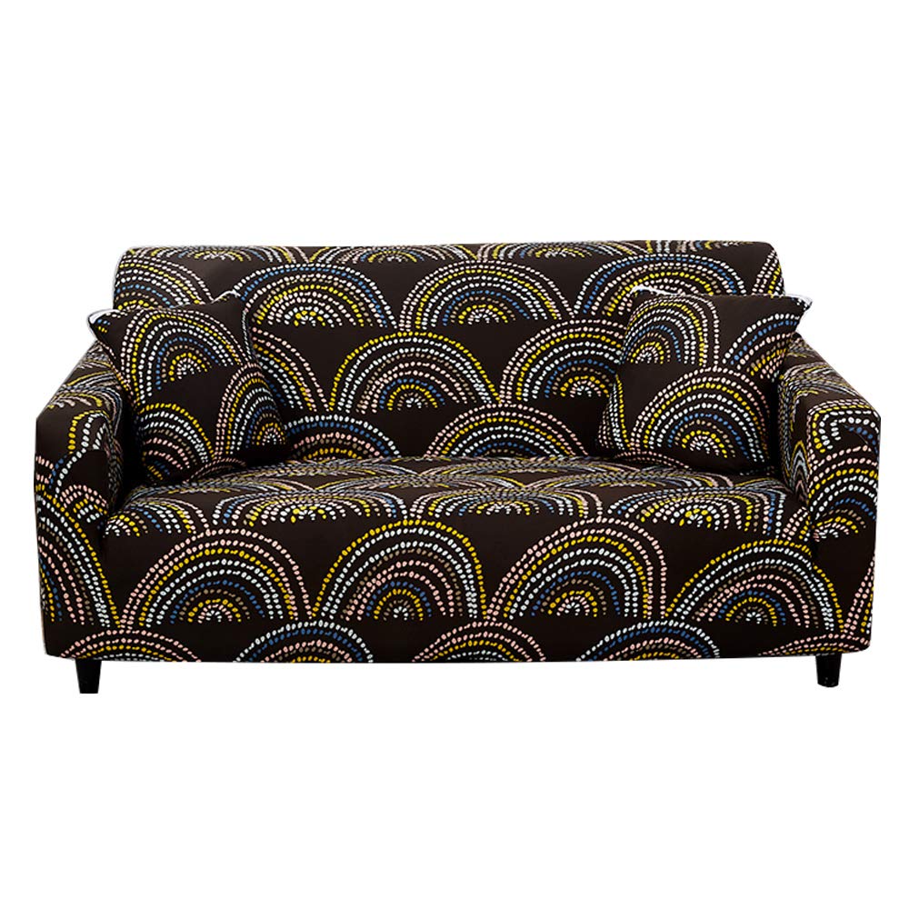 Stretchable Printed Sofa Cover for 3-Cushion Couch - Soft Slipcover with 2 Free Pillow Cases (Fits 3-Seater & Large 2-Seater Couches) - Perfect for Living Room, Bedroom, and Home Decor Protection