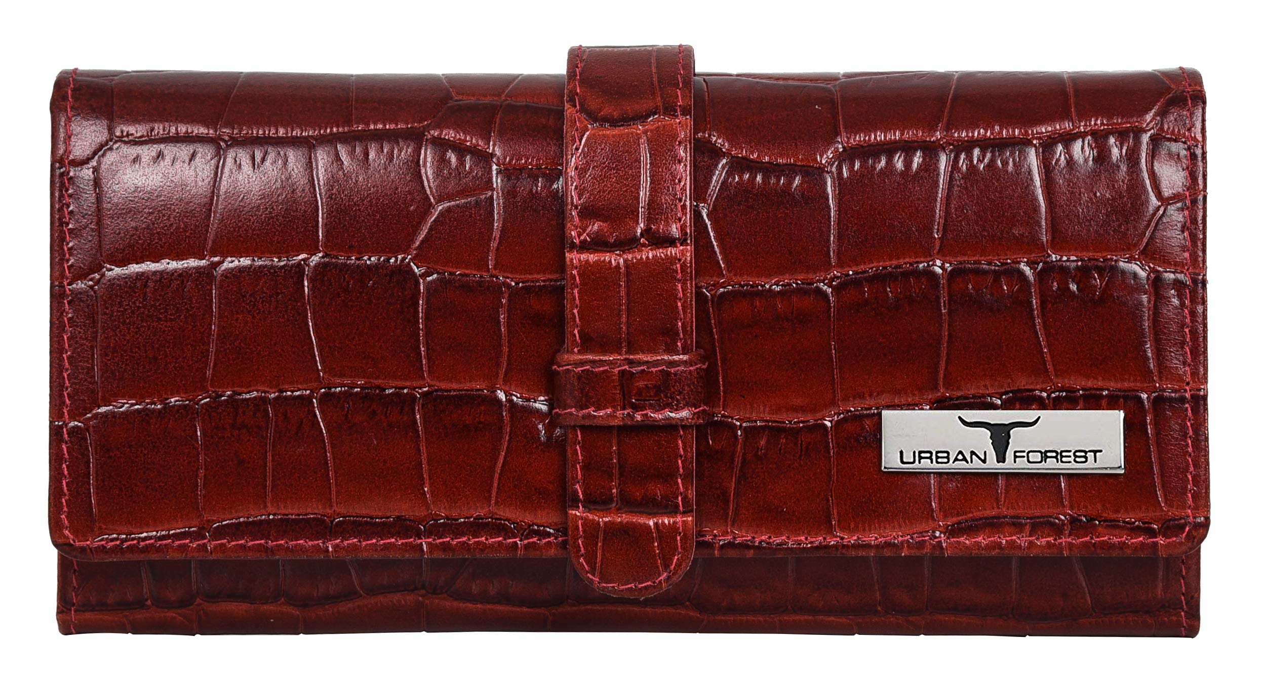 URBAN FOREST Danny Dark Red Leather Wallet for Women - Slim RFID Blocking Bifold Wallet with Card Slots - Perfect for Everyday Use, Travel & Gifting
